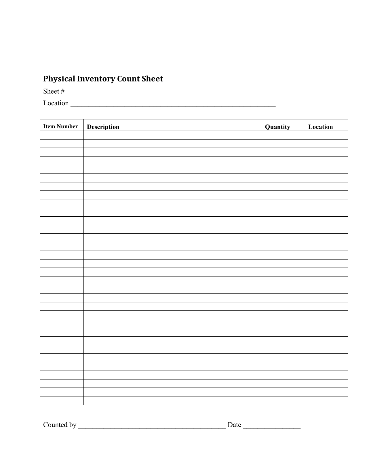 Inventory List Template Free