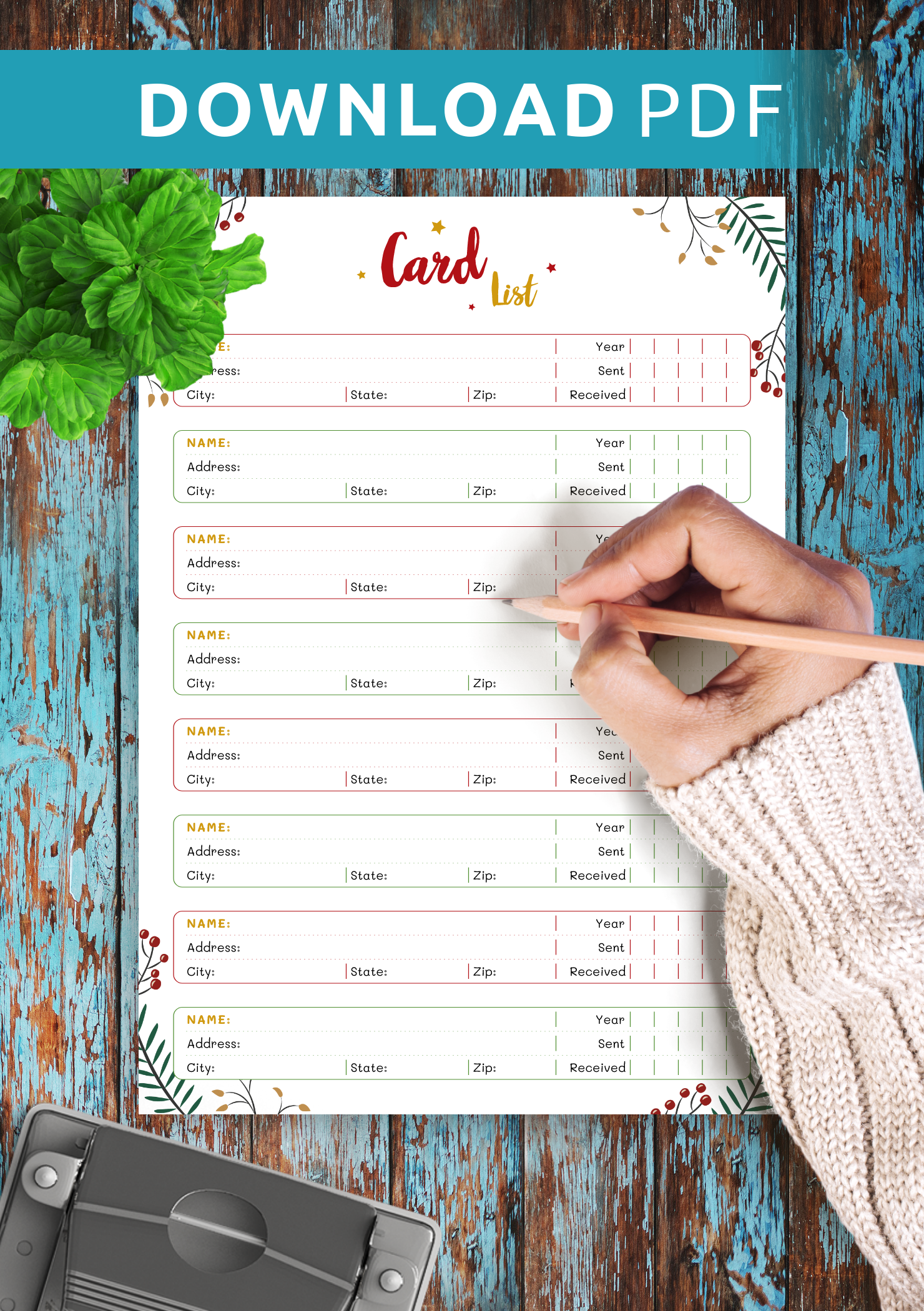 Christmas Card List Template
