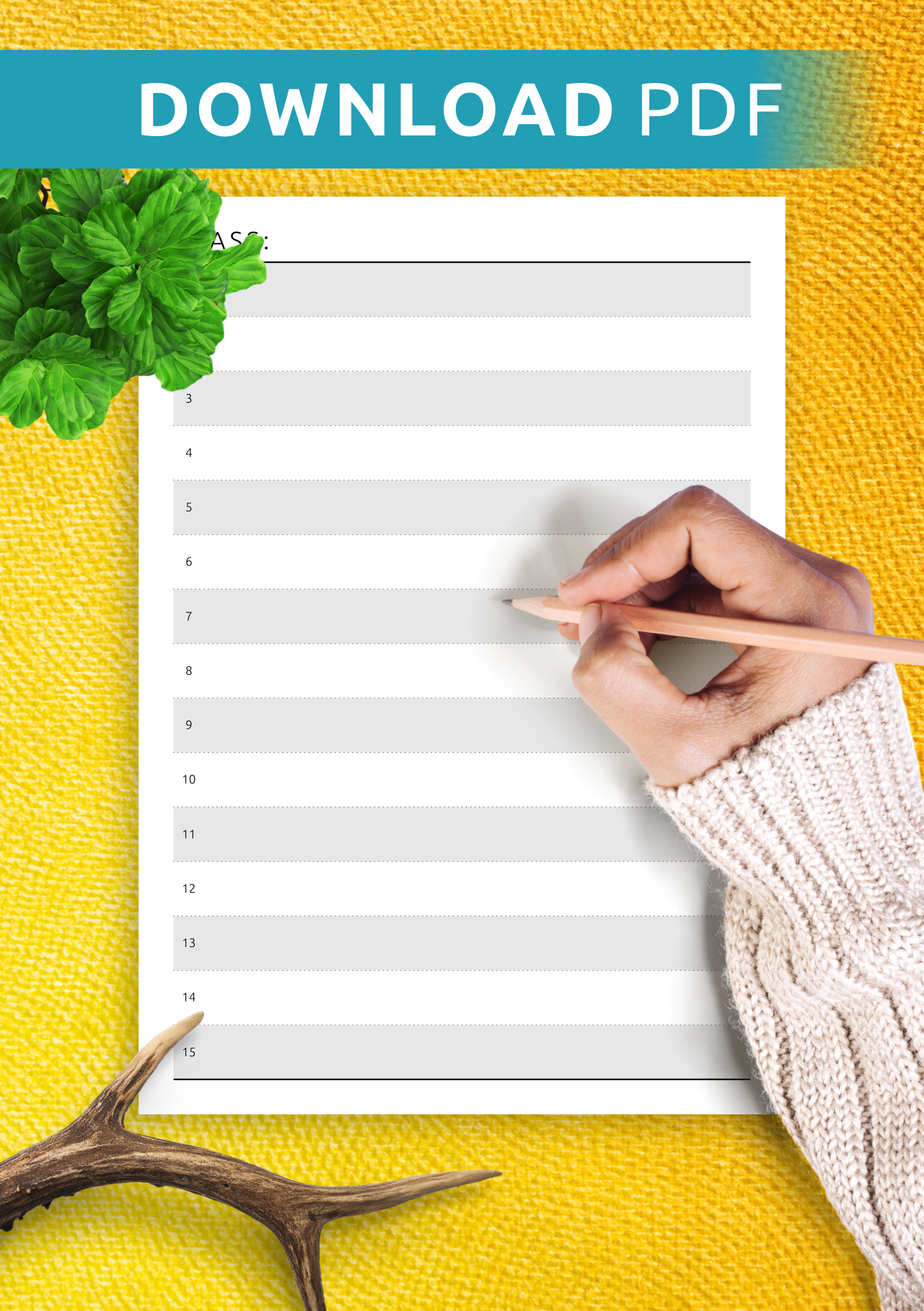 Download Printable Class List Template PDF