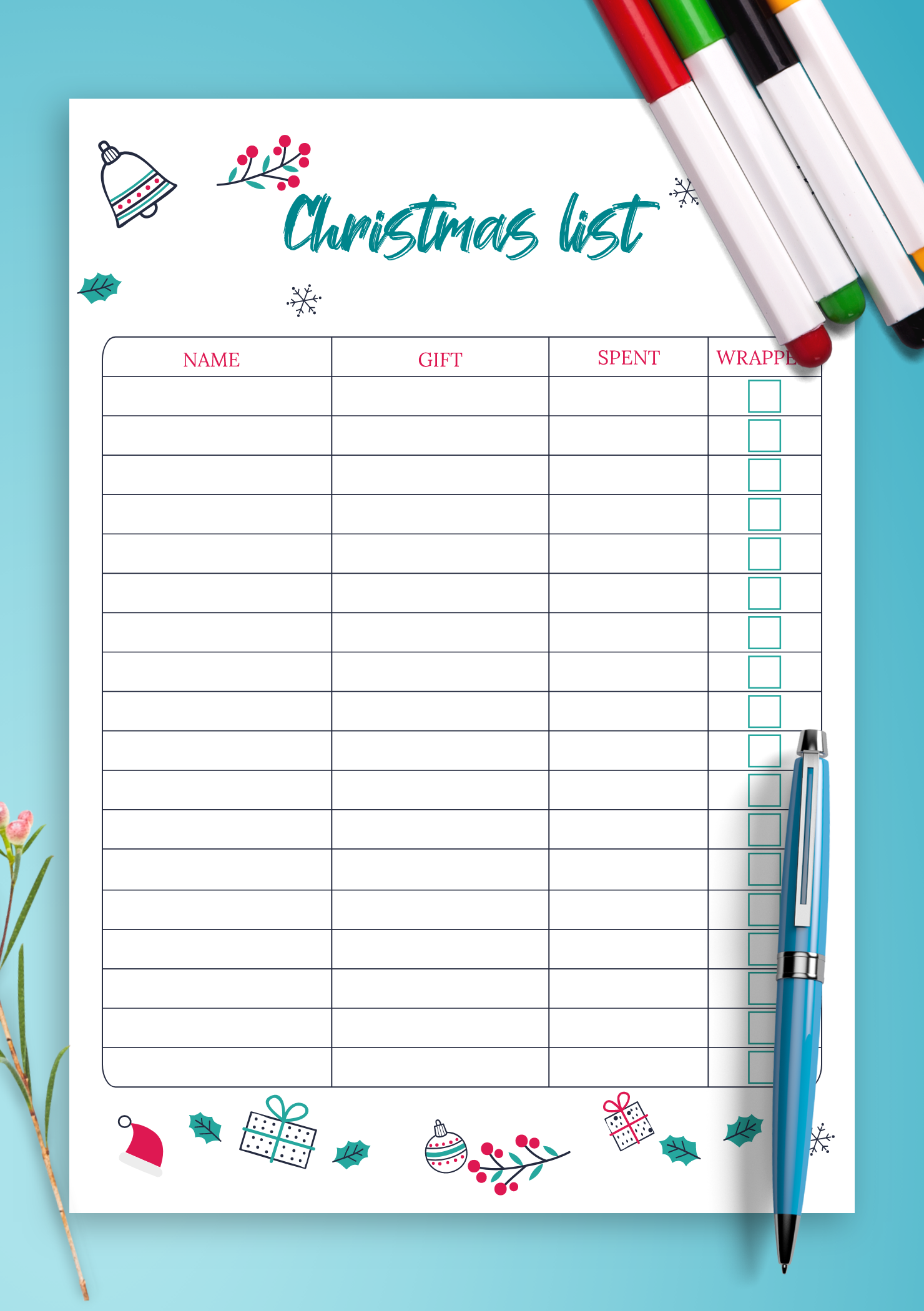 Christmas List Template Pdf