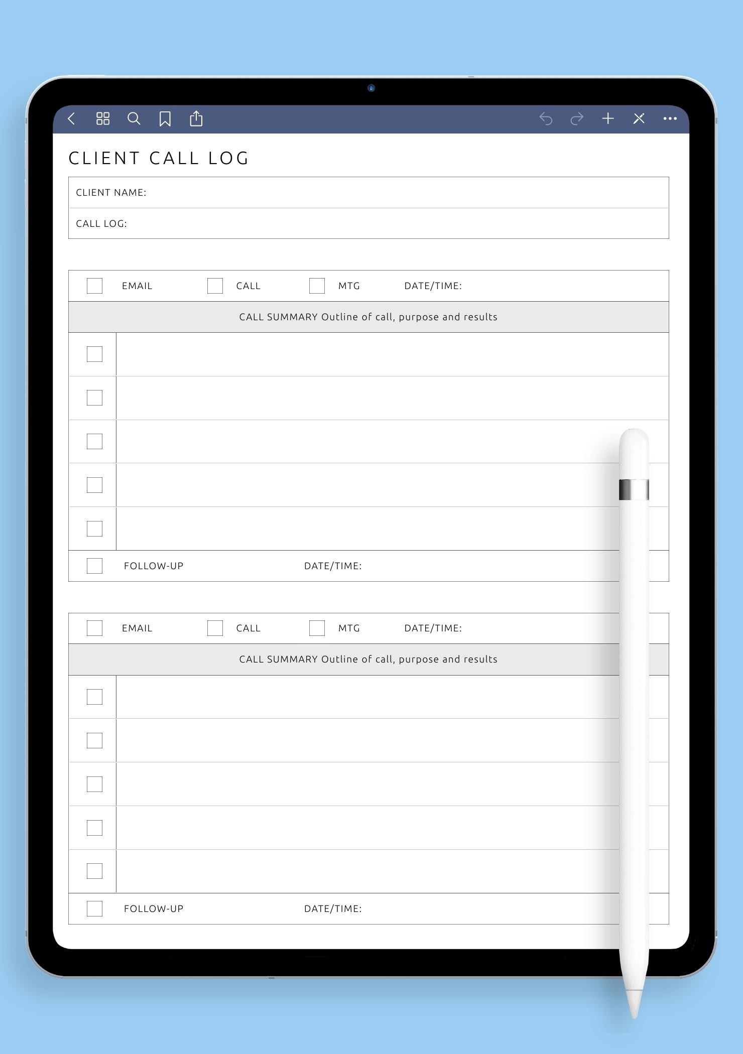 Call List Template