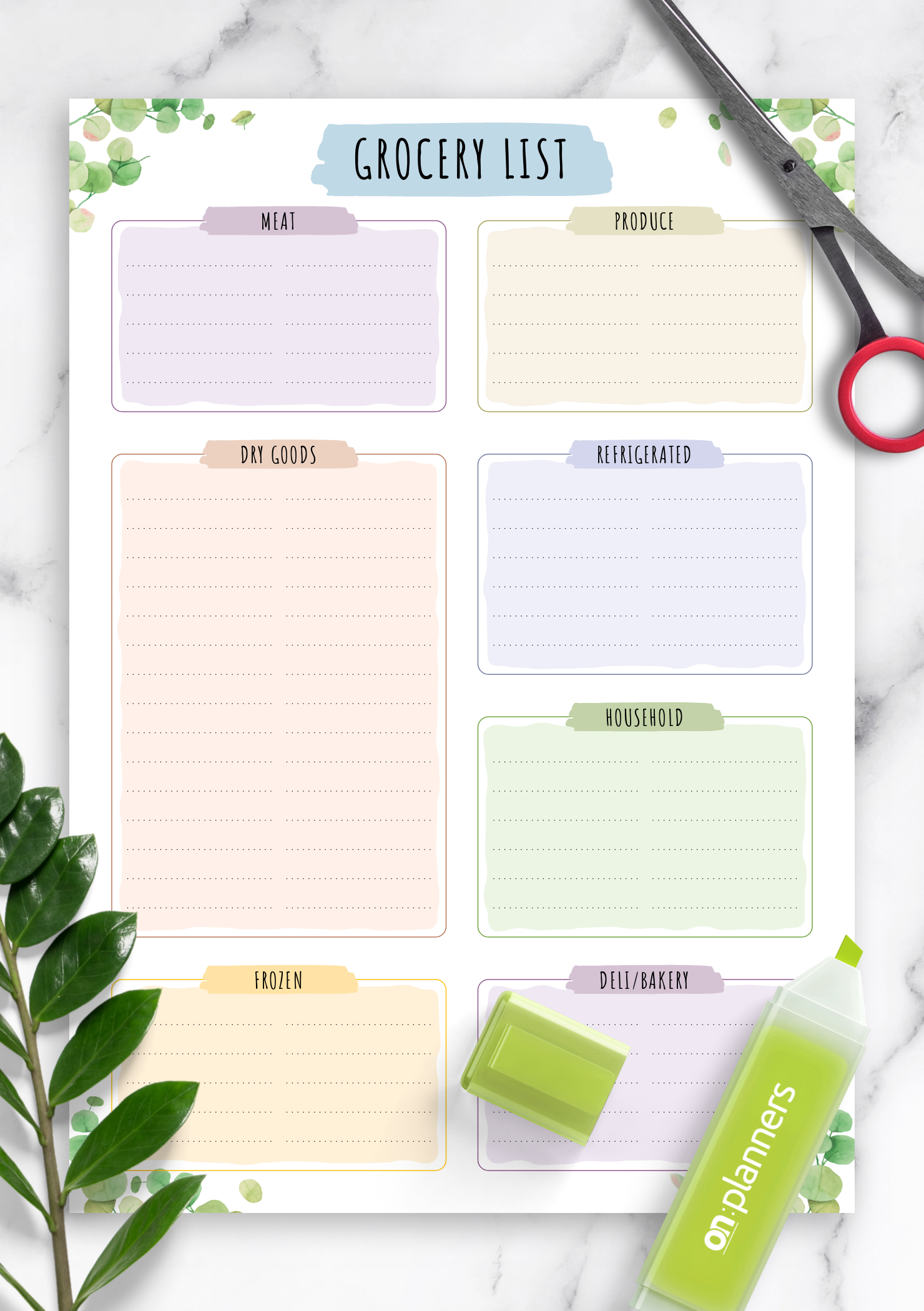Grocery List Template Cute