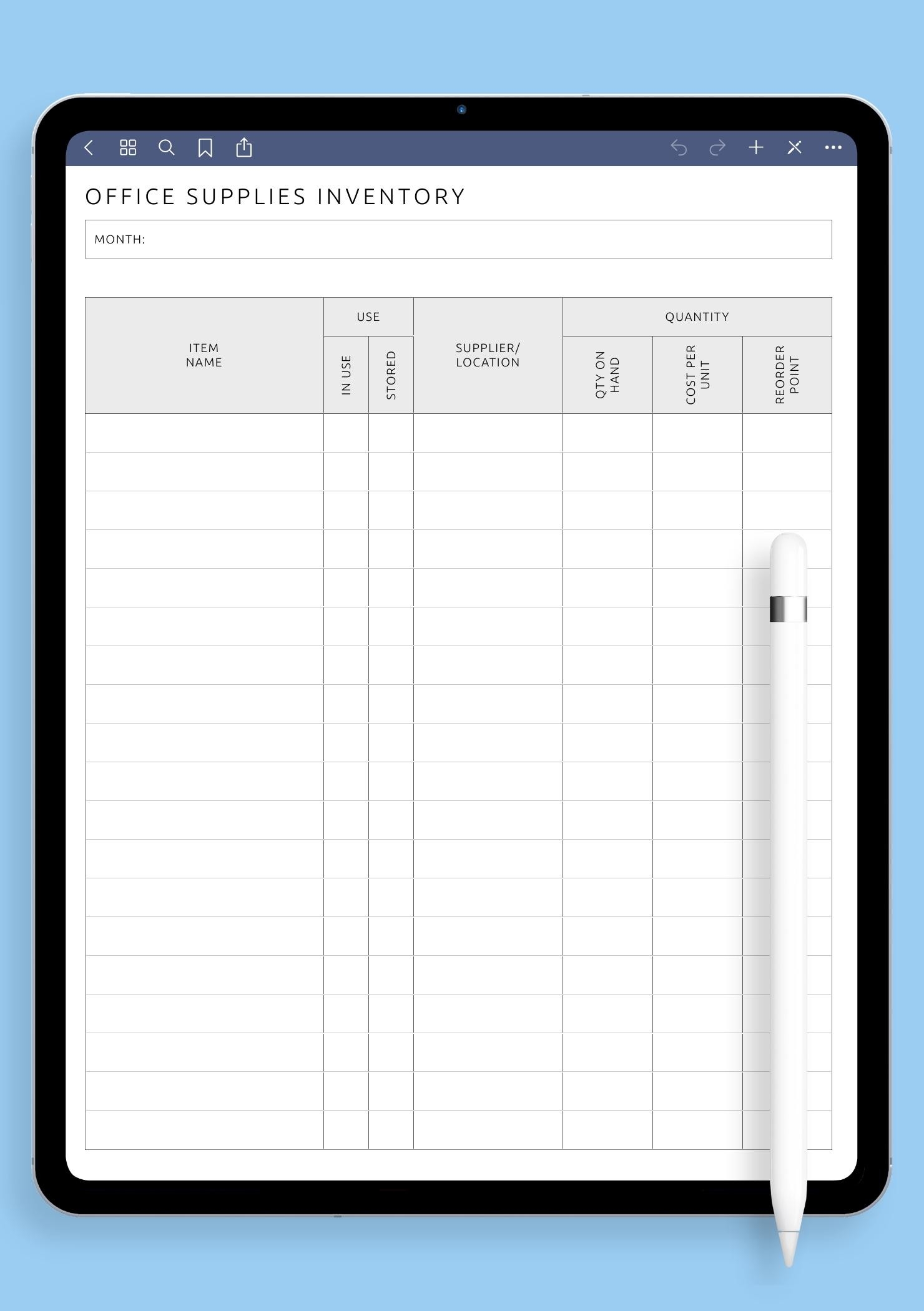 Supplies List Template