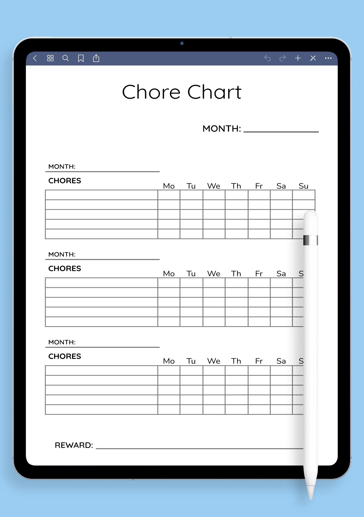 Monthly Chore List Template