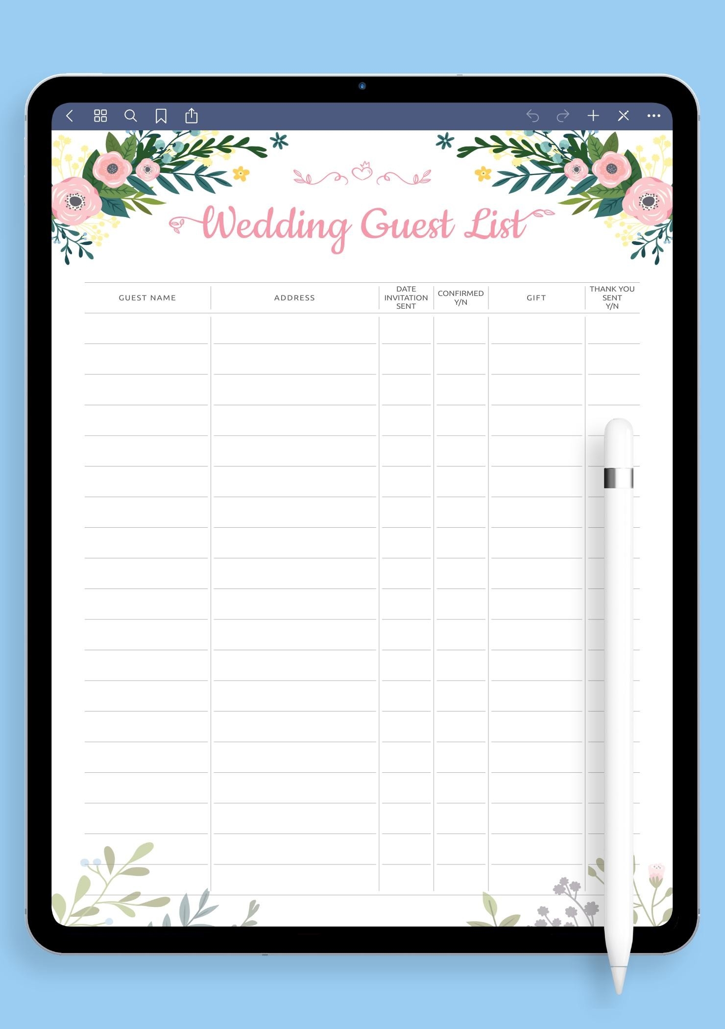 Invitation List Template