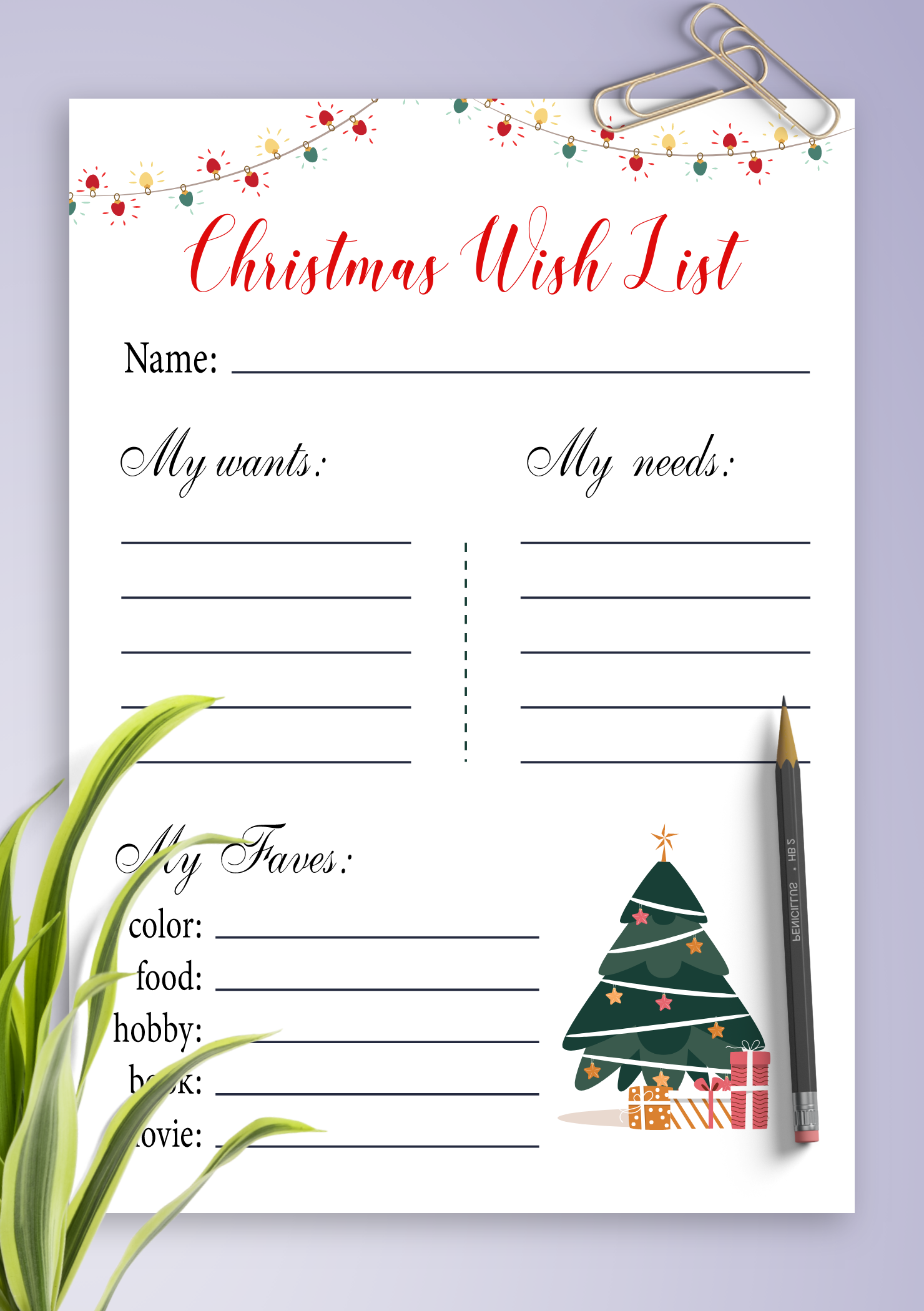 Wish List Template Christmas