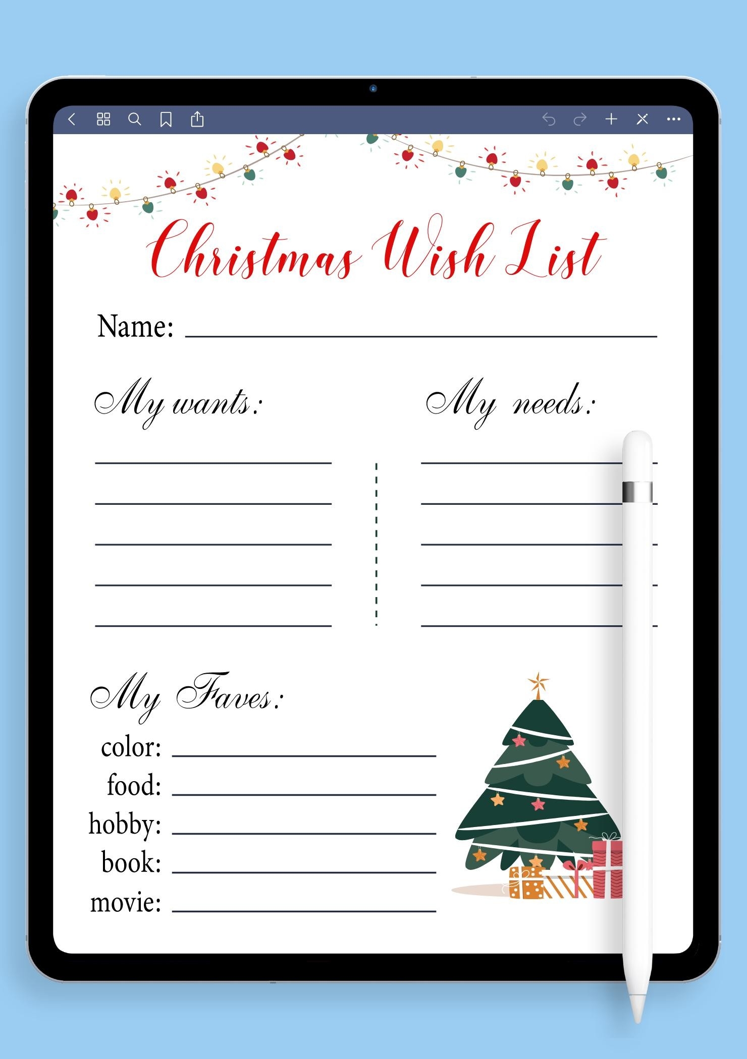 Christmas Wish List Template