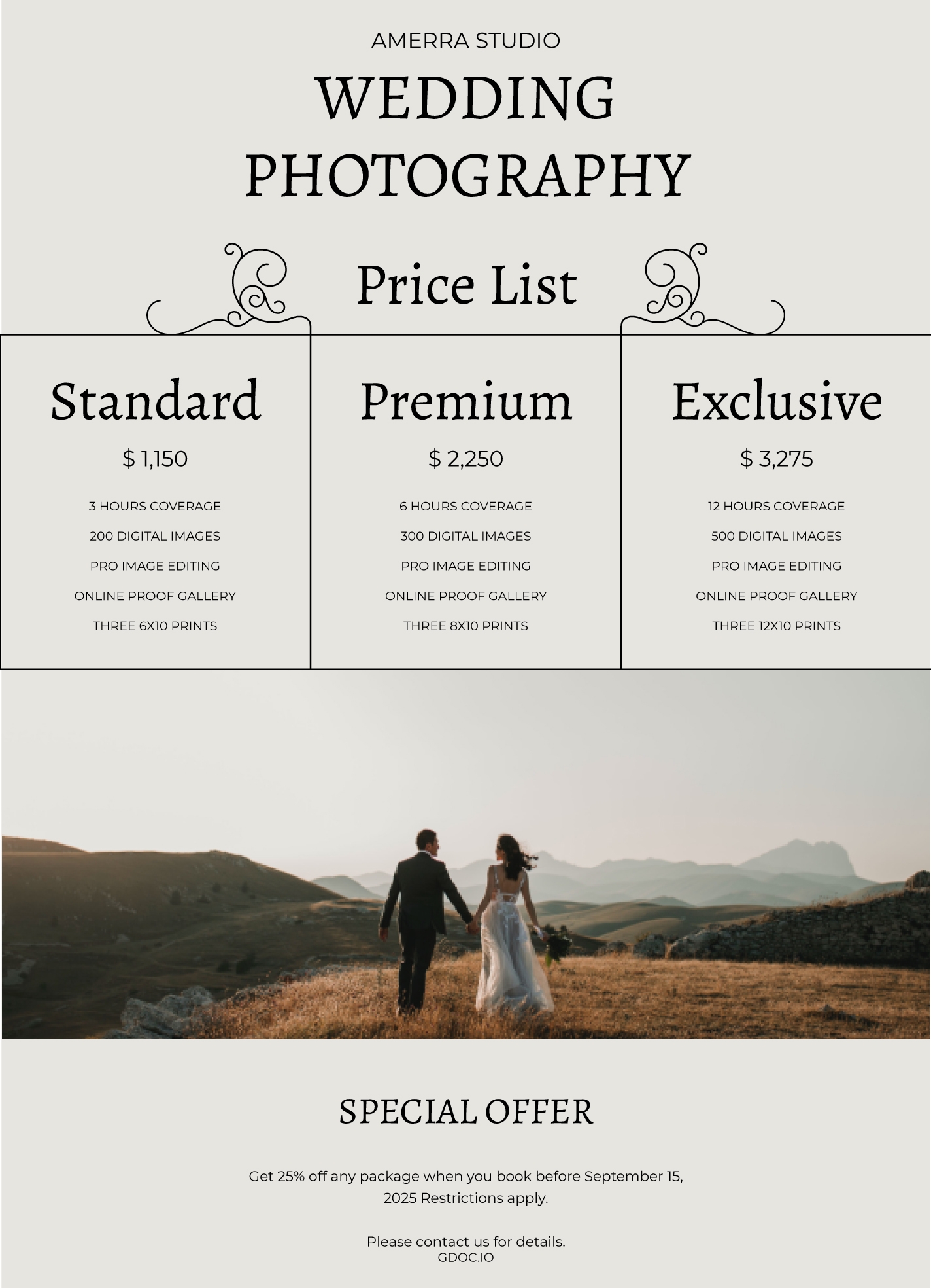 Download Wedding Photography Price List Template New
