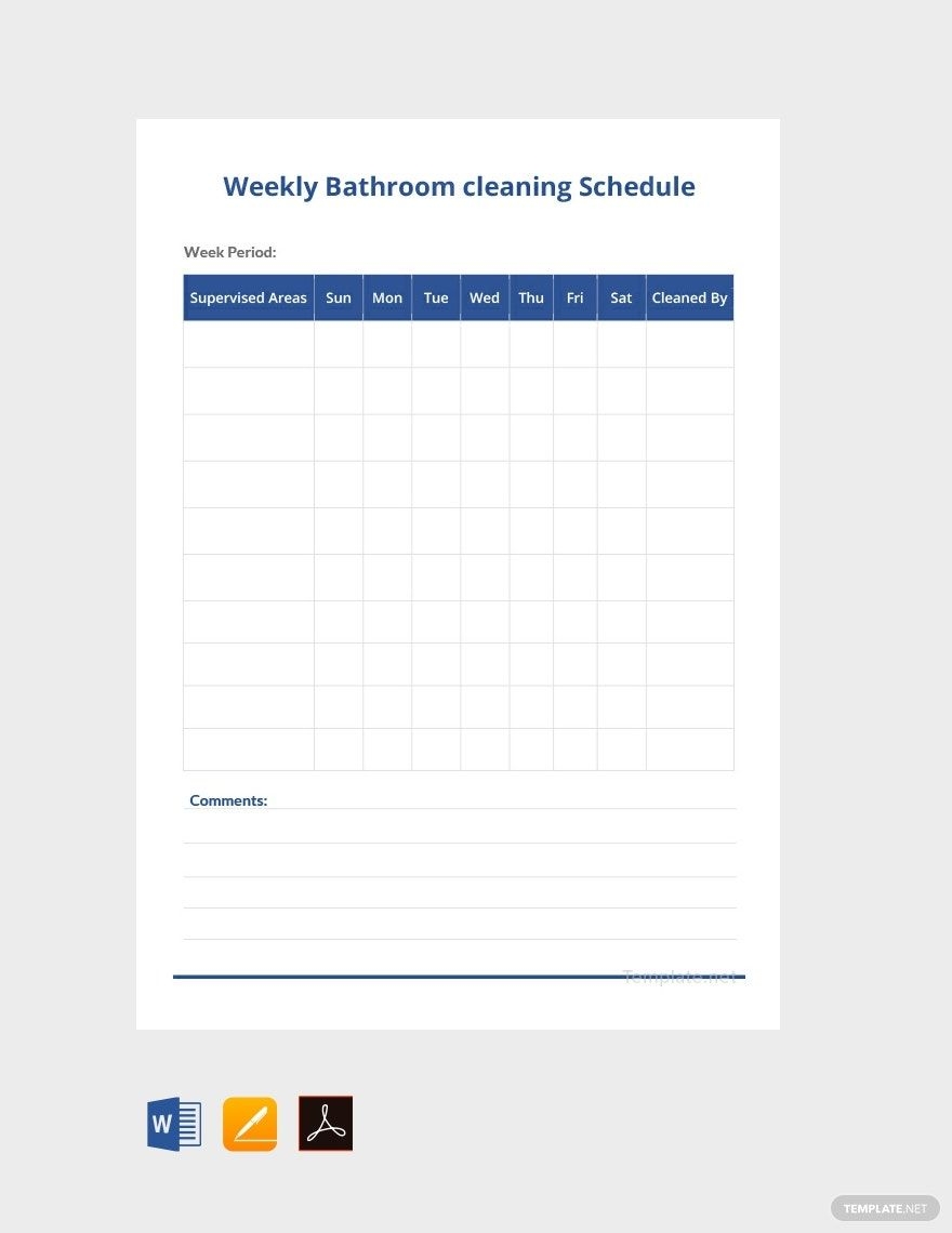 Bathroom Cleaning List Template