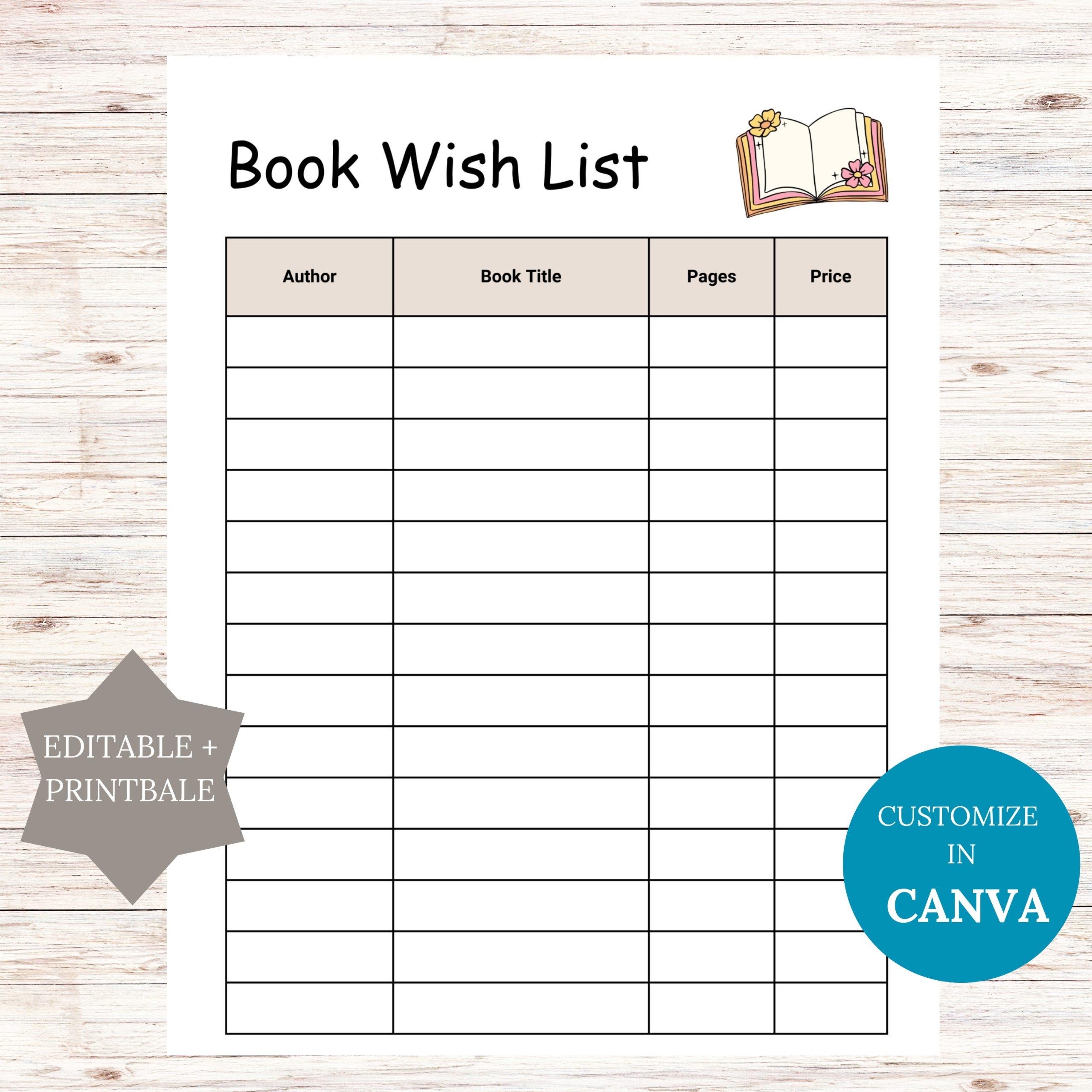 Book Wish List Template