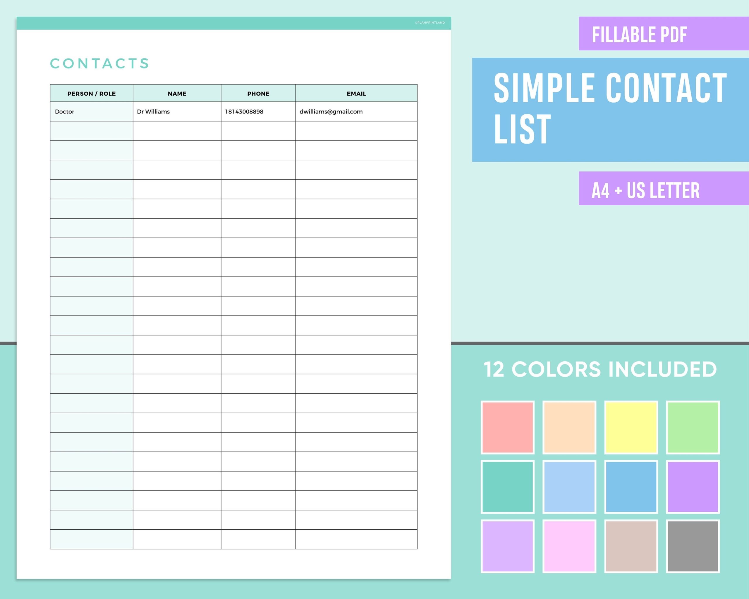 Phone Number List Template