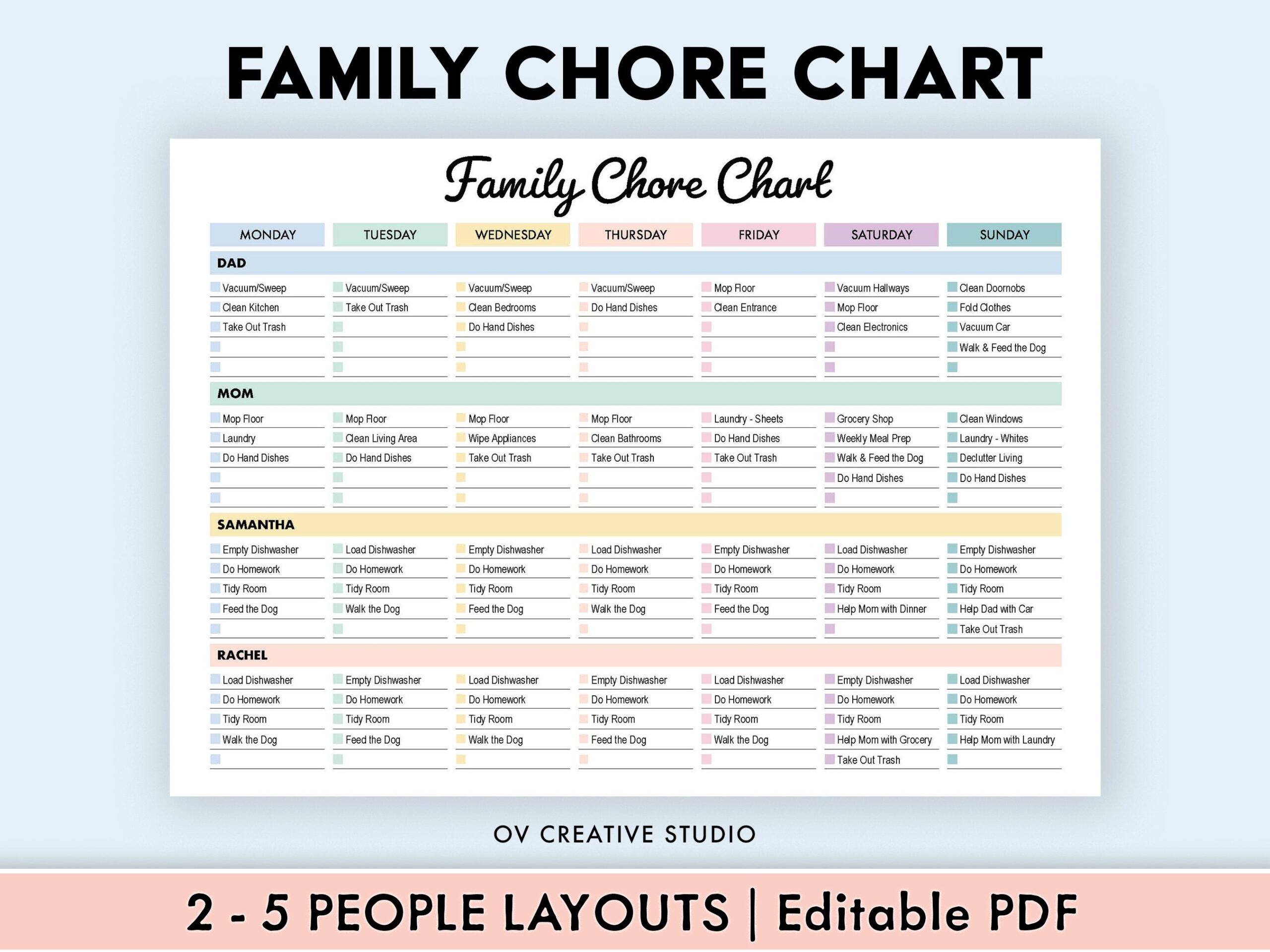 Household Chore List Template