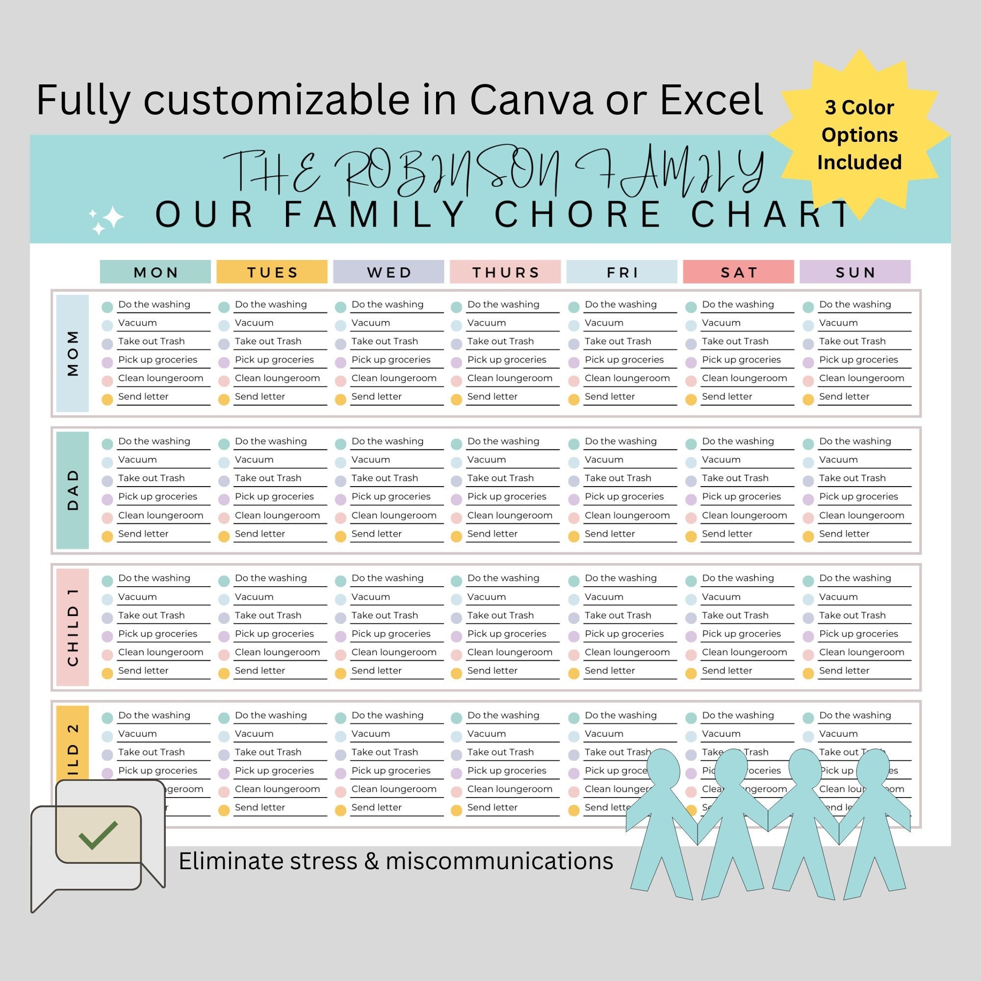 Roommate Cleaning Chart Template