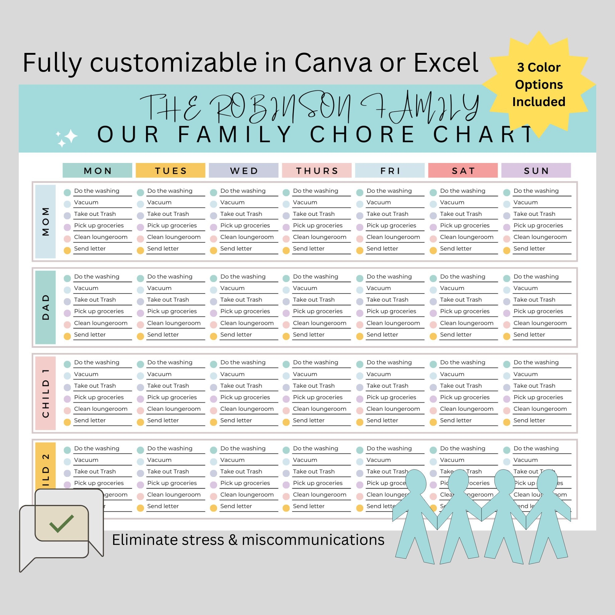 Roommate Cleaning Chart Template