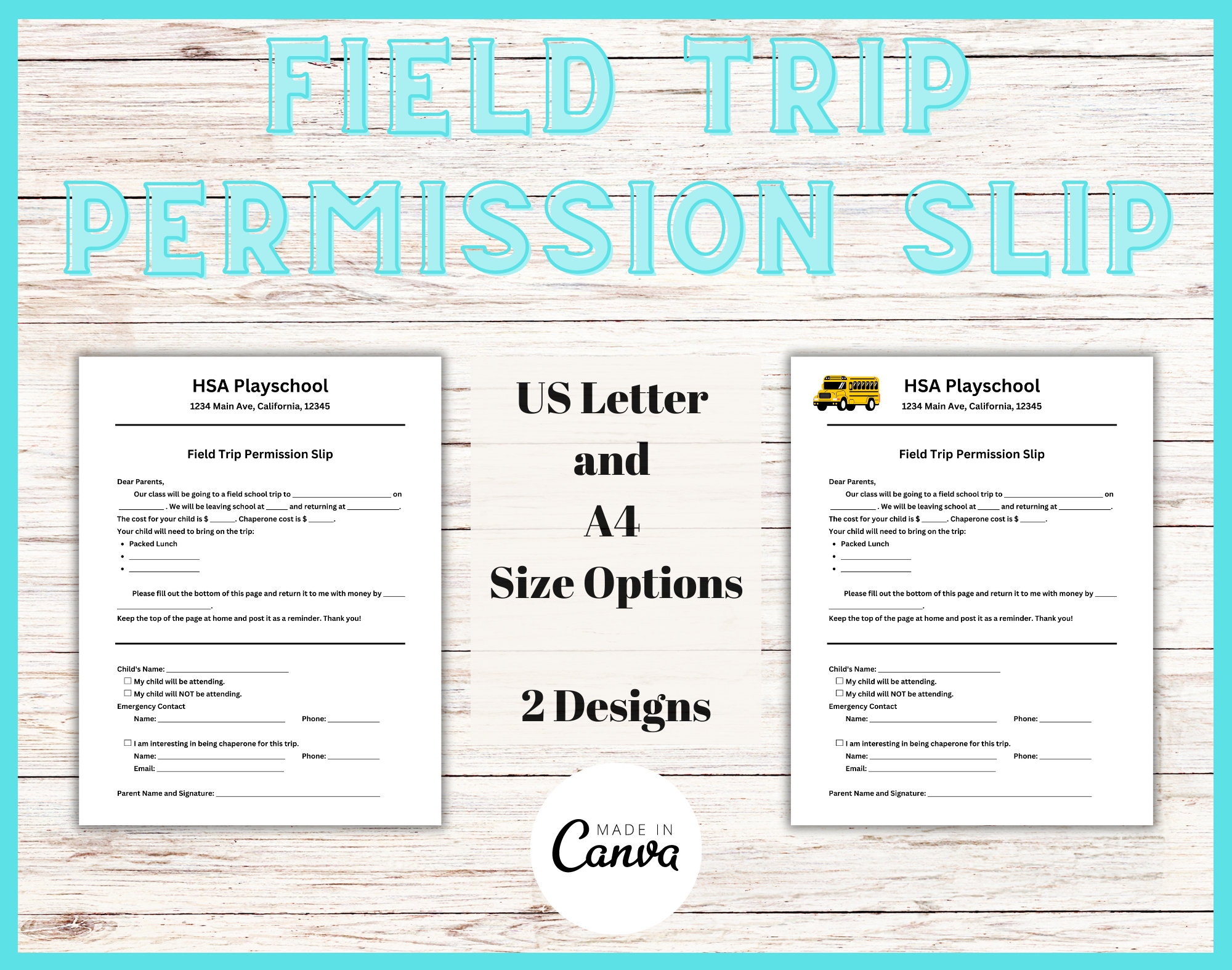 Class Trip Permission Slip Template