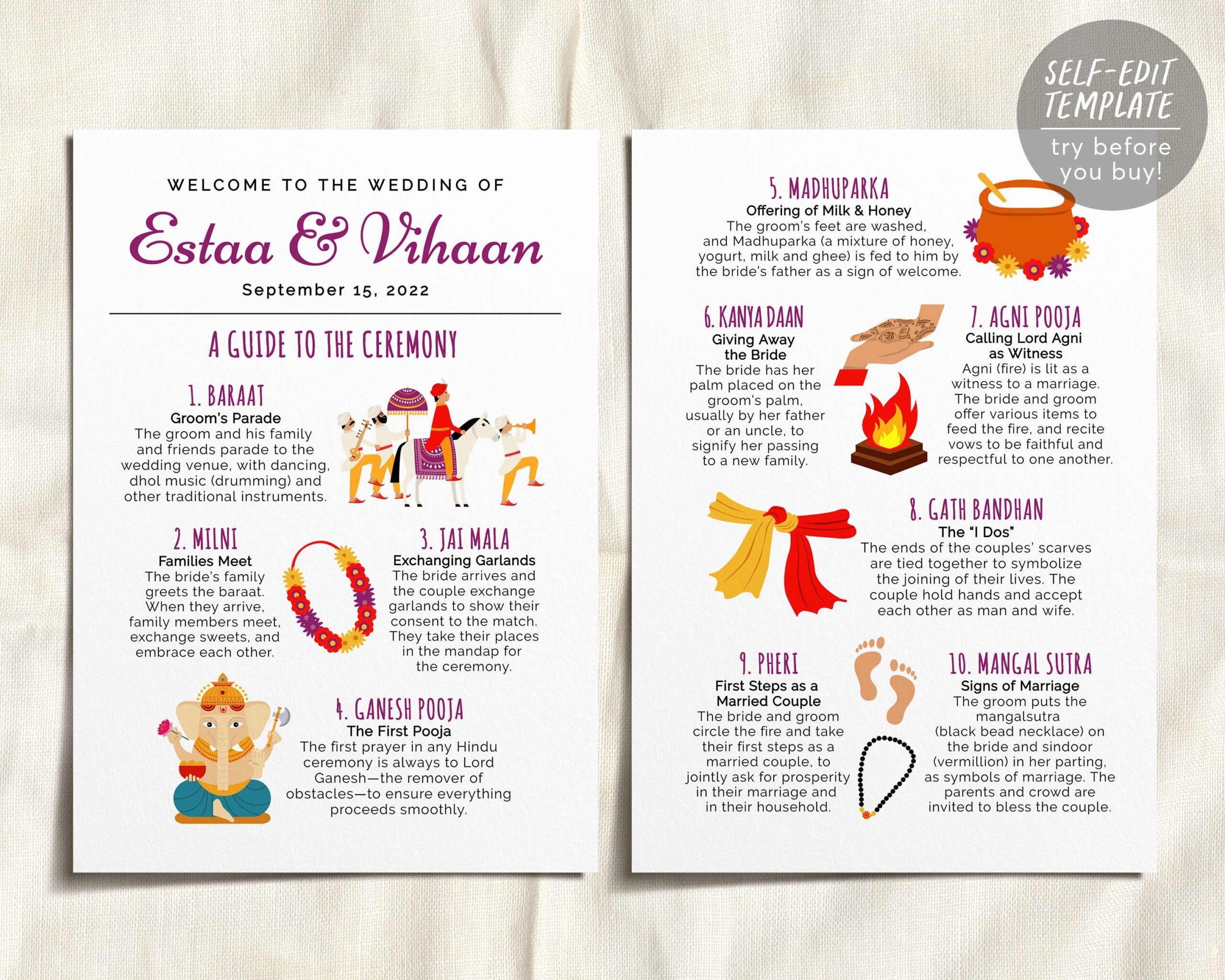 Free Printable Indian Wedding Program Templates