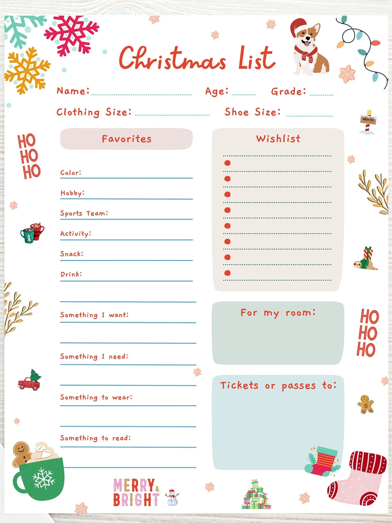 Childrens Christmas List Template