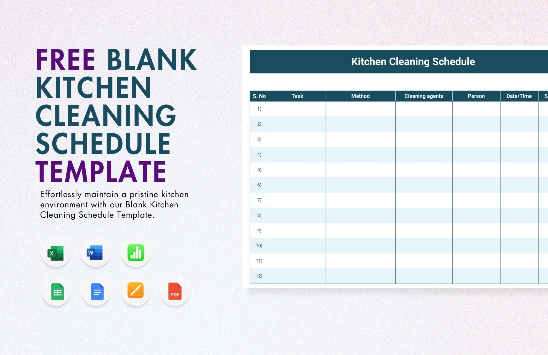 Editable Kitchen Cleaning Schedule Templates In Excel To Download