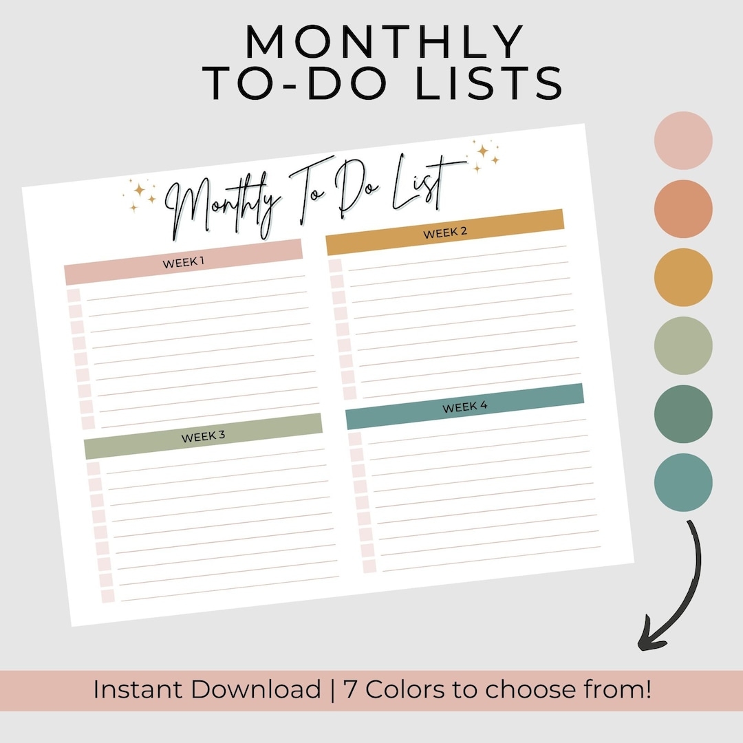 Editable Monthly To Do List Template