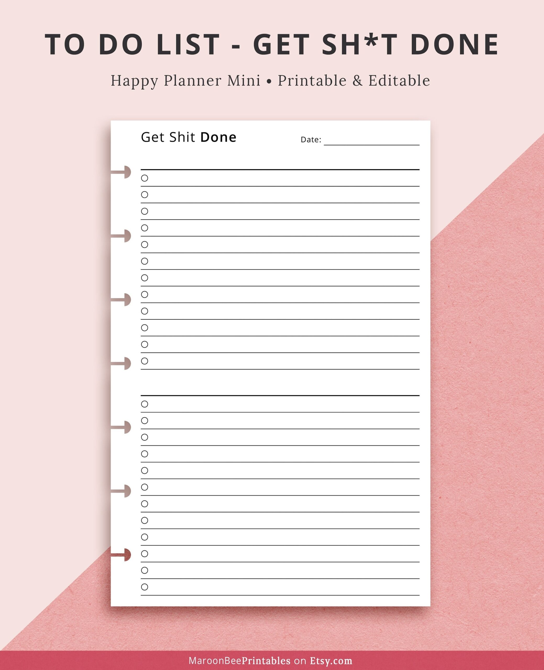Editable To Do List Fillable To Do List Template Editable Mini 