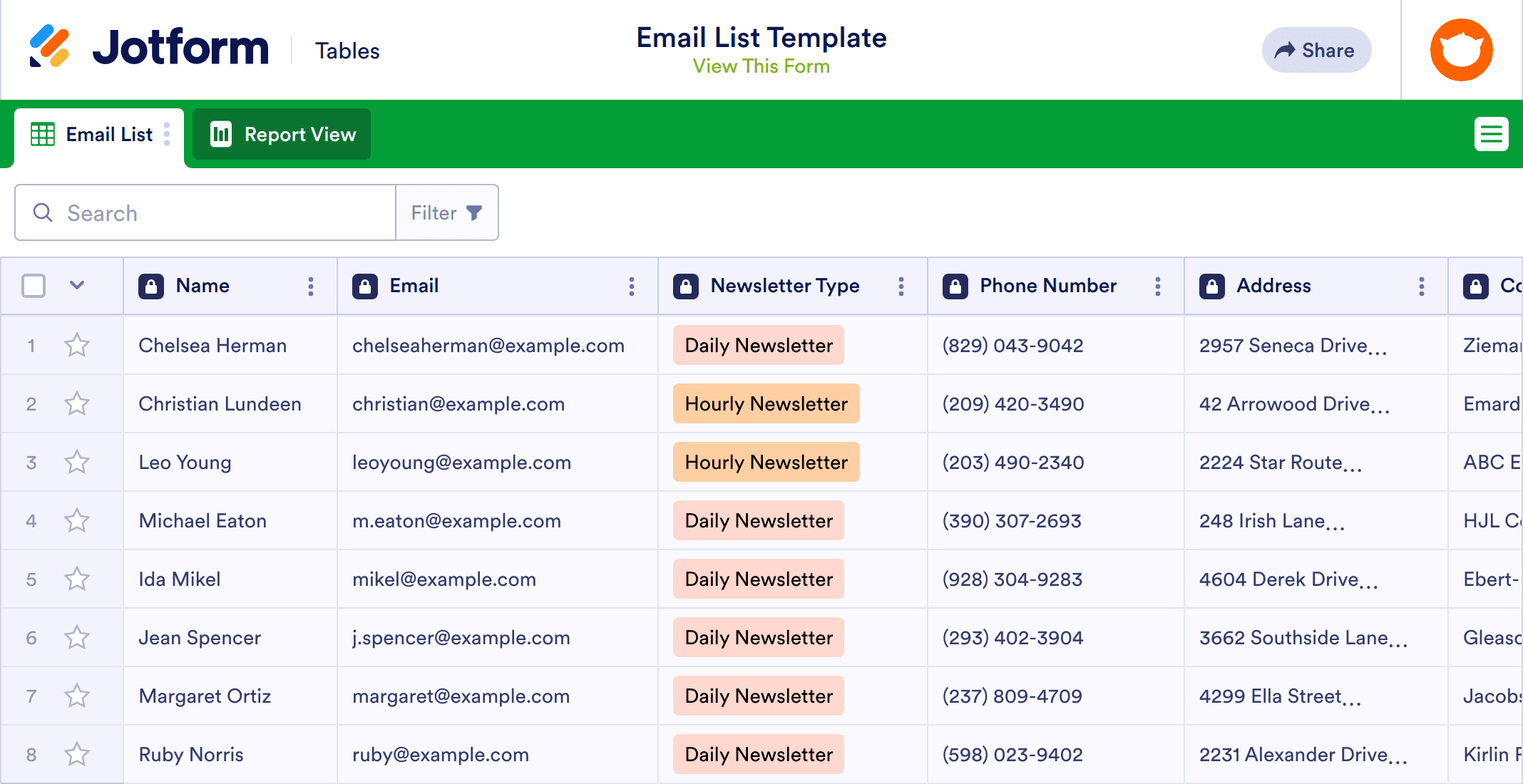 Mailing List Template