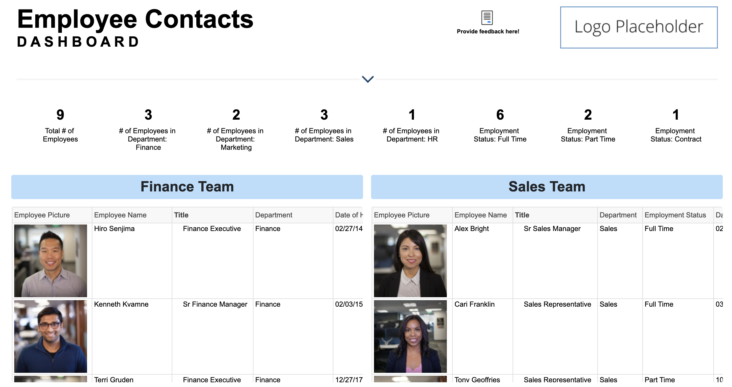 Staff Contact List Template
