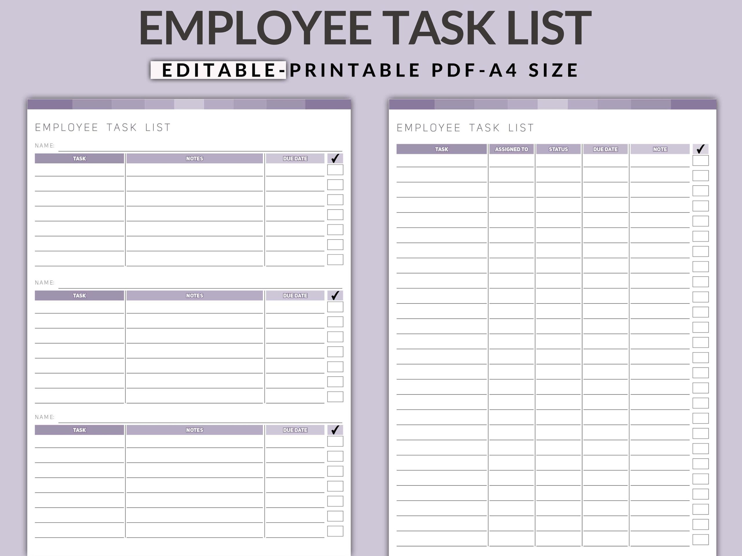 Employee Task List Task List Employee To do List Task Management Employee Productivity Task Tracker Team Task List Task Organizer Etsy