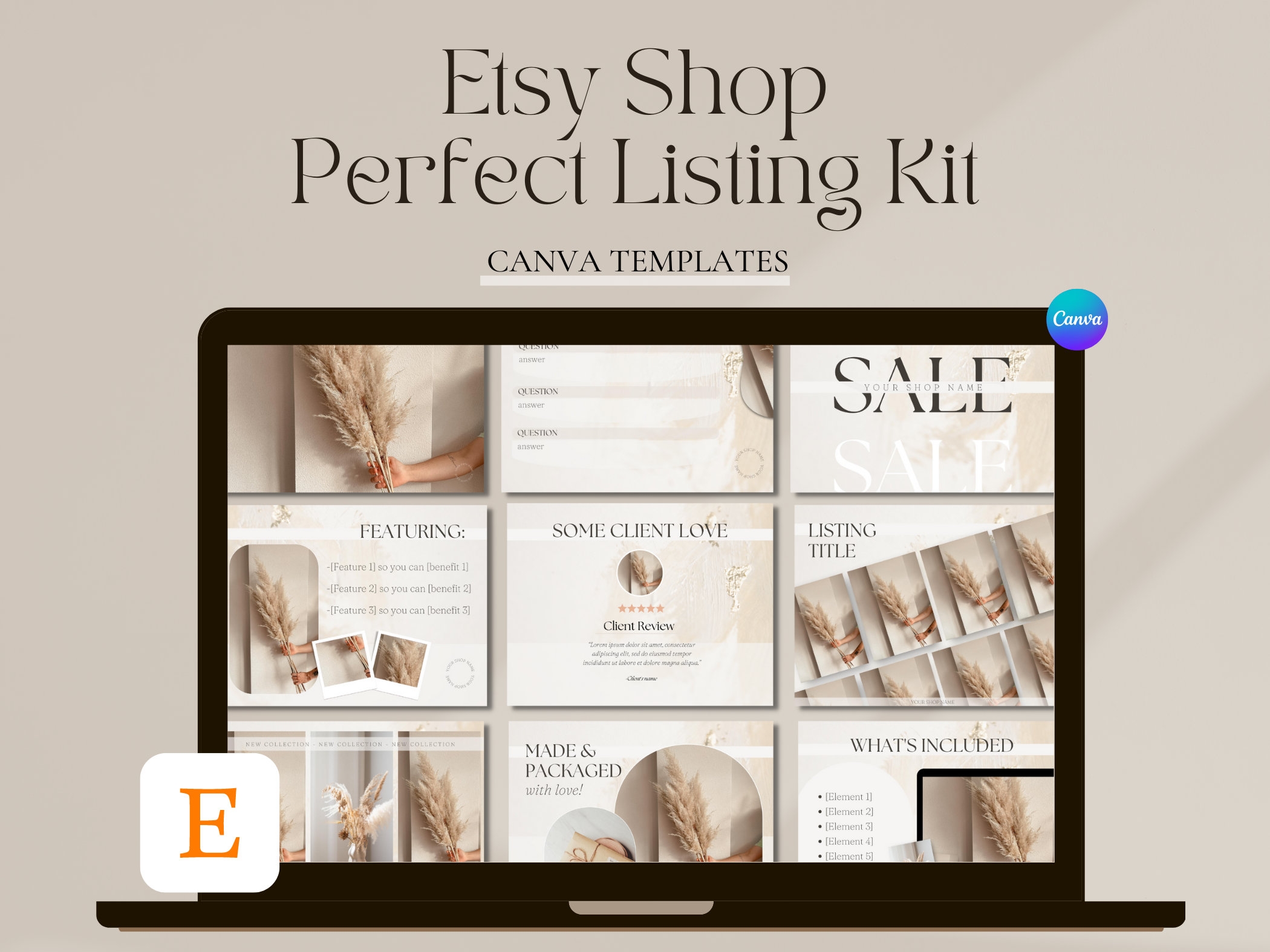 Etsy Listing Template Etsy Listing Mockup Neutral Bundle 