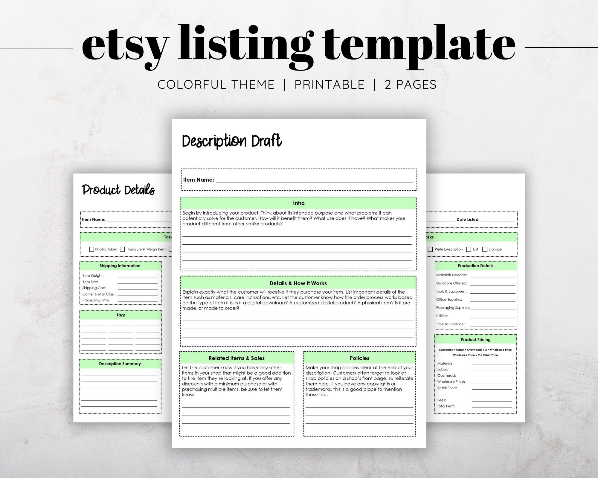 Etsy Listing Template