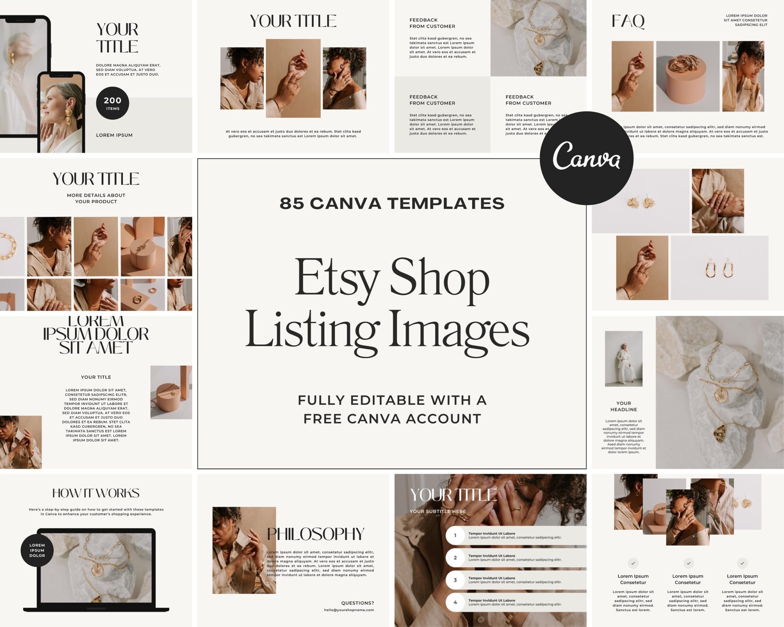 Etsy Shop Listing Templates Etsy Store Templates Etsy Store Branding Etsy Listing Mockup Template Customizable Canva Templates