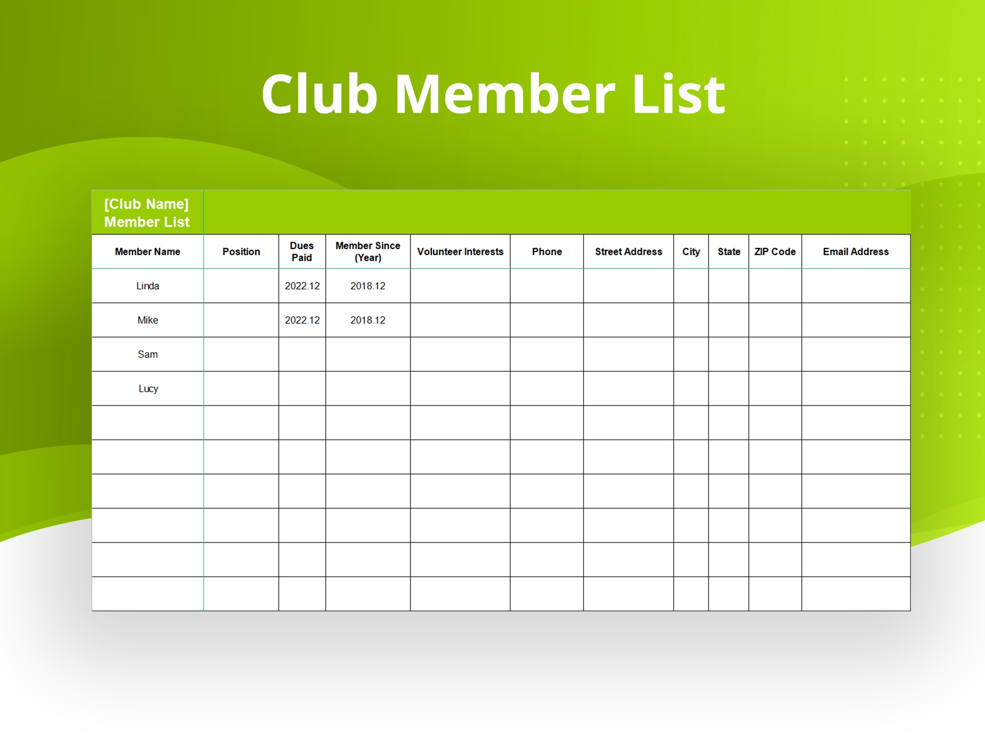 Board Member List Template