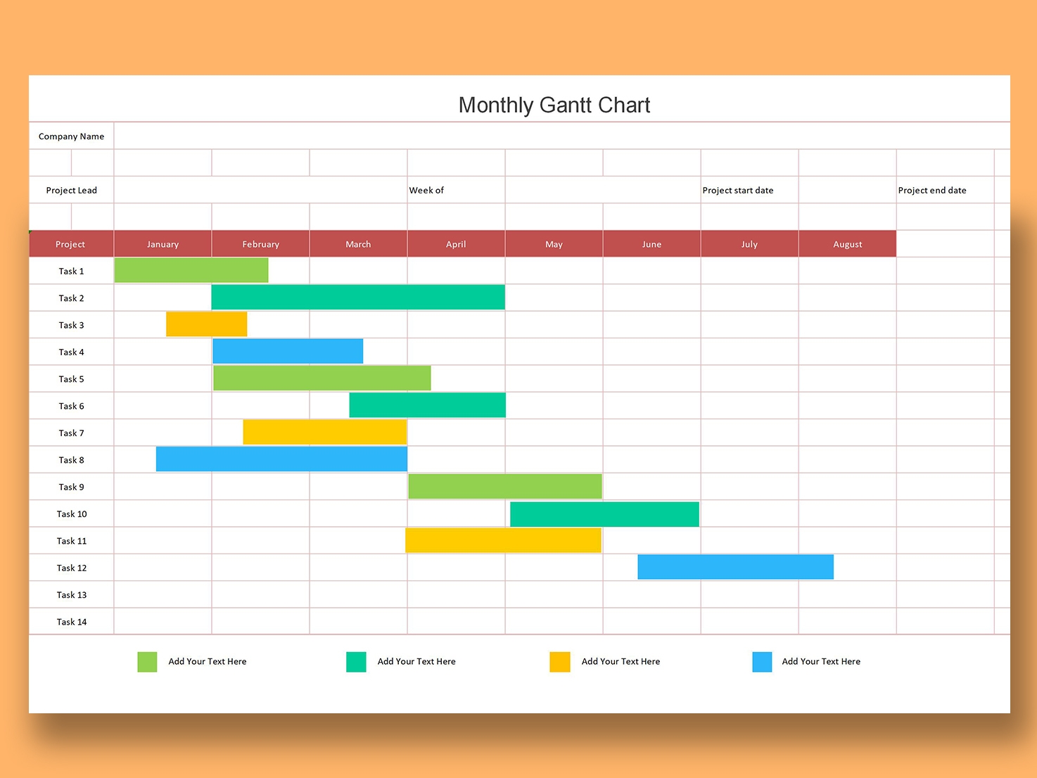 Gantt Chart Monthly Template