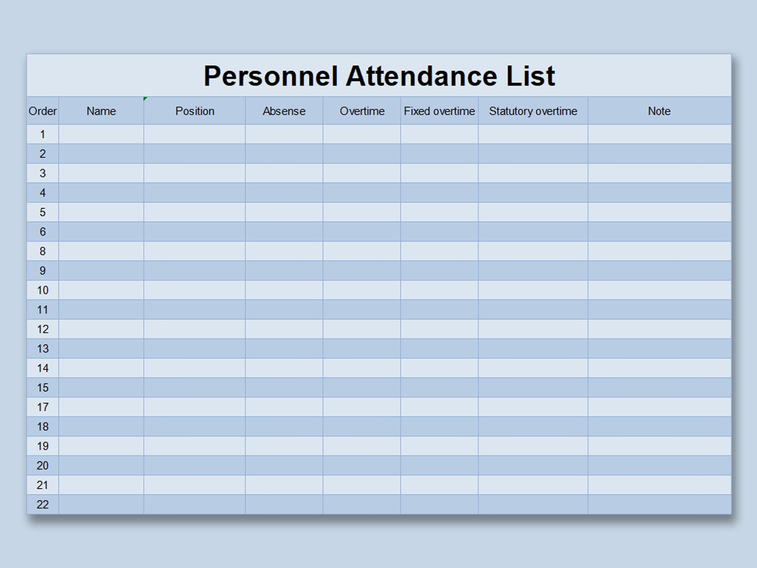 EXCEL Of Personel Attendance List xls WPS Free Templates