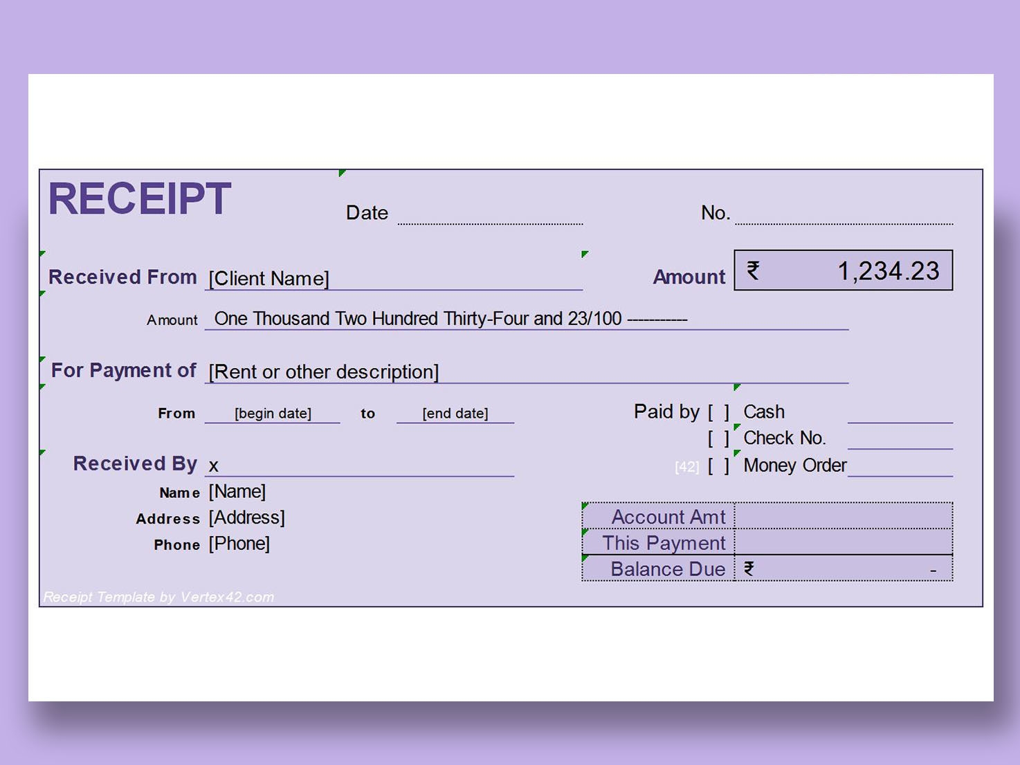 Cash Slip Template