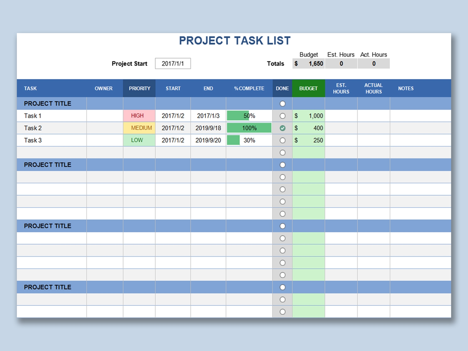 Action Item List Template