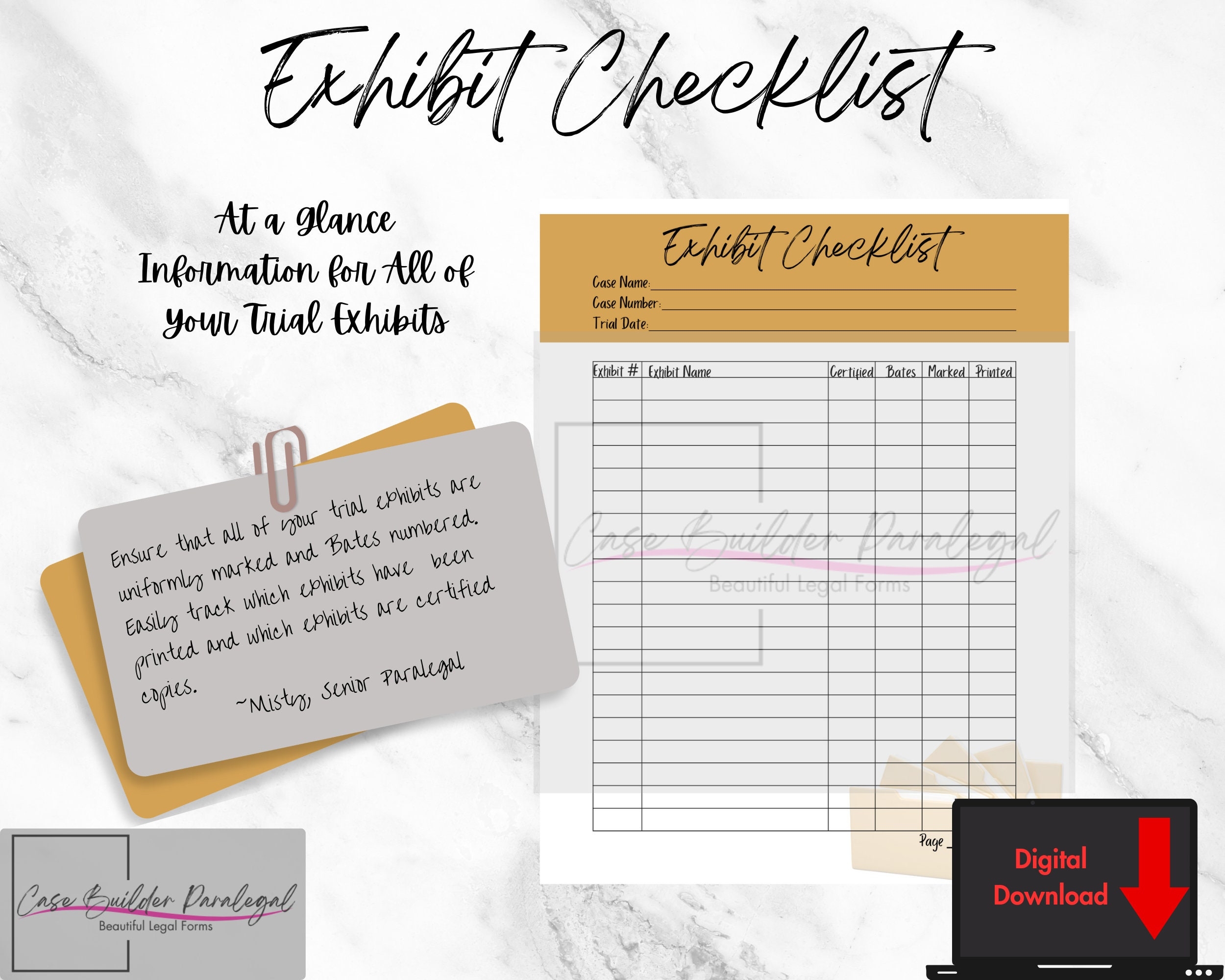 Exhibit Checklist Etsy