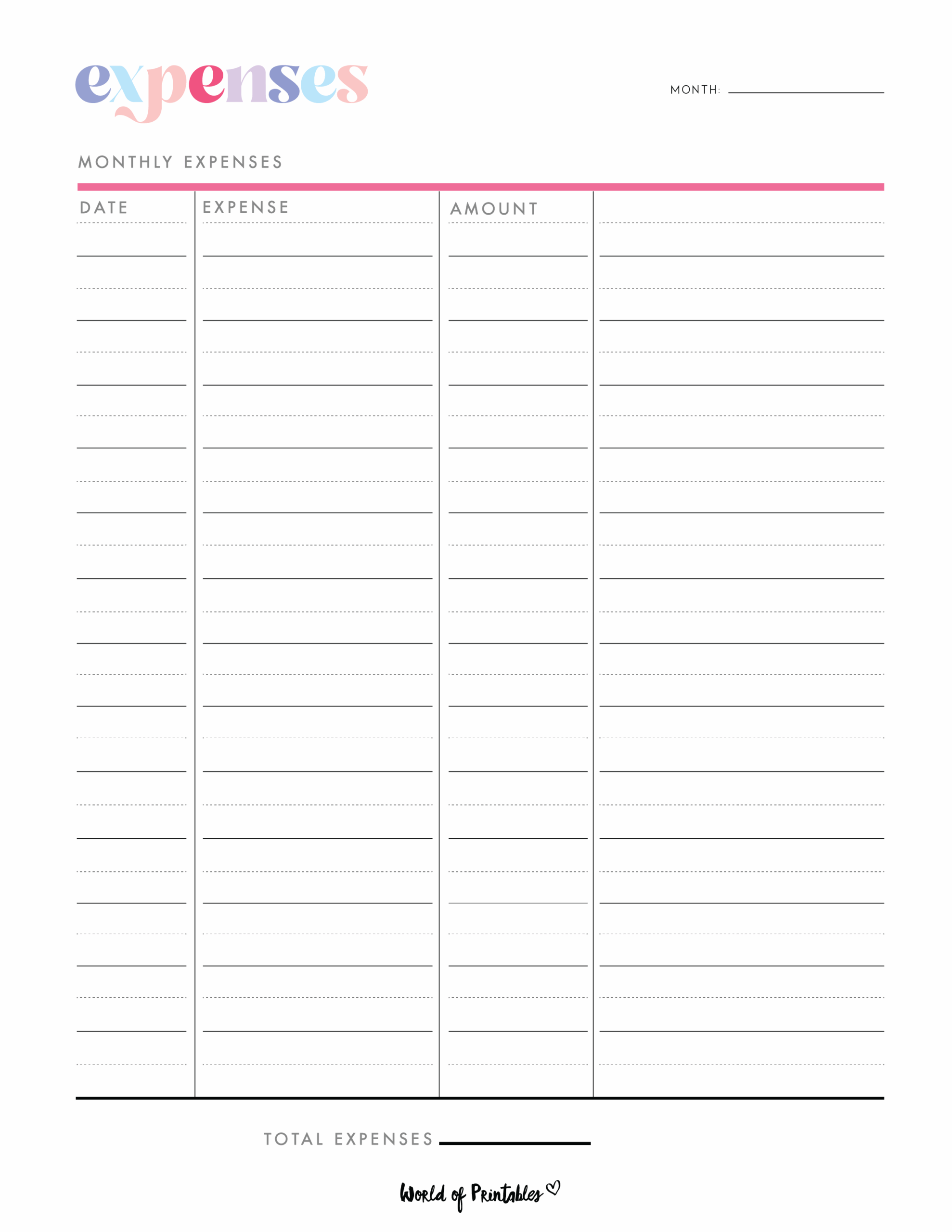 Free Printable Expense Tracker