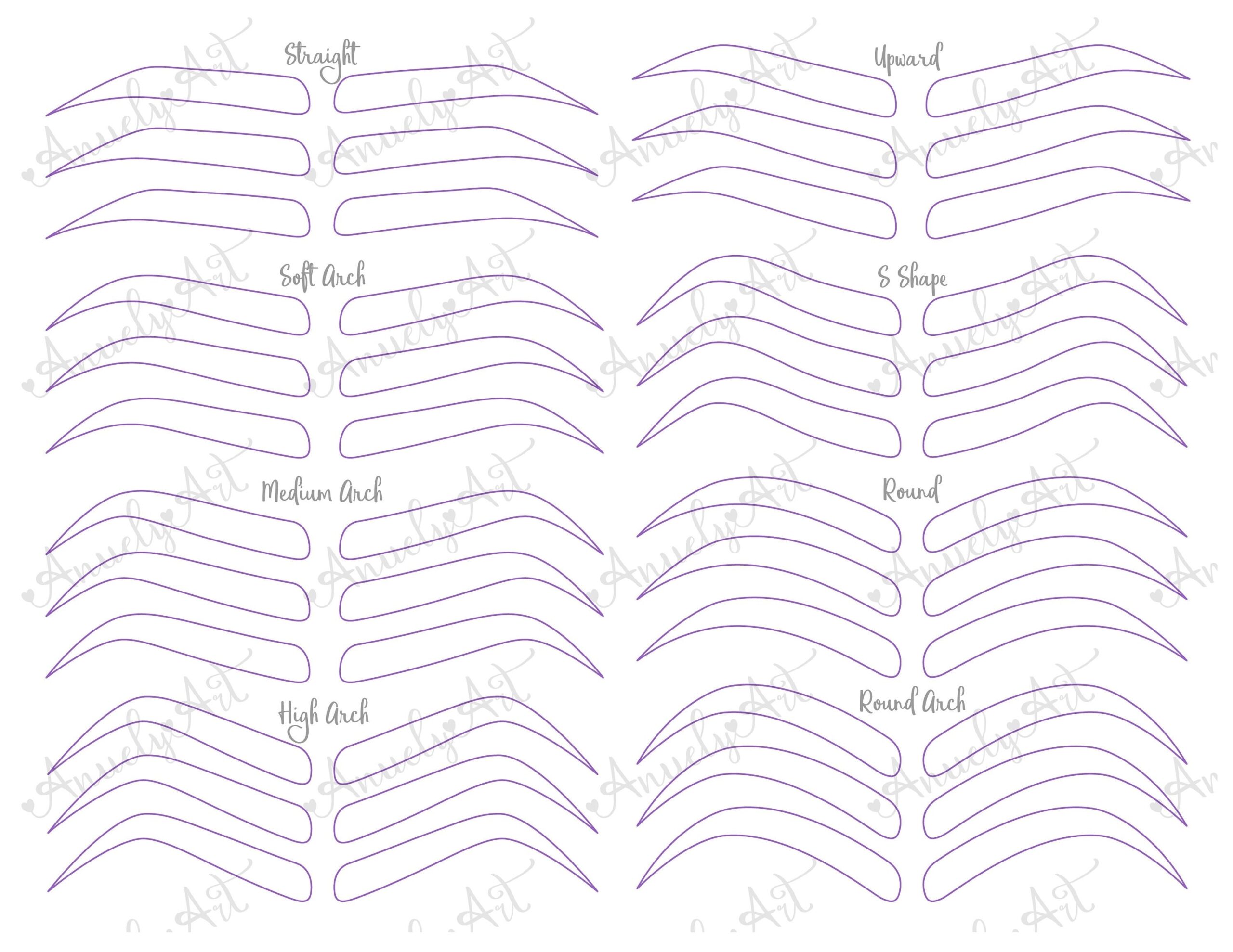 Eyebrows PNG EPS Beauty Eyebrow Clipart Microblading Pattern Microblade Practice Sheet Brow Digital Download Clipart Ebv17282022 Worksheets Library
