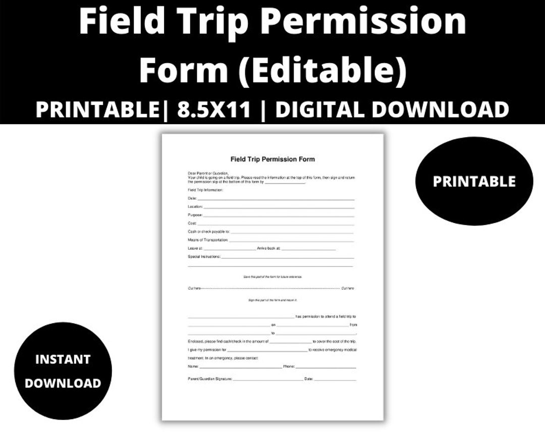 Field Trip Permission Form Field Trip Permission Slip Field Trip Form Field Trip Slip Etsy