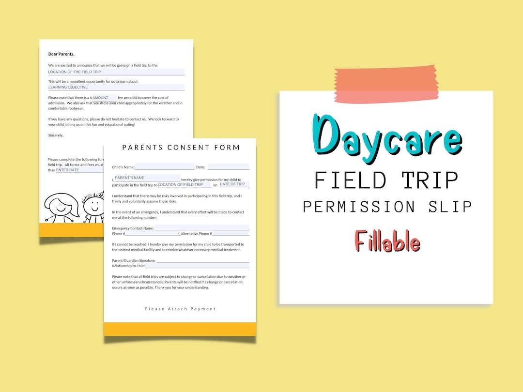 Field Trip Permission Slip And Field Trip Letter To Parents Field Trip Consent Form Parent Permission Form Field Trip Daycare Forms Etsy UK