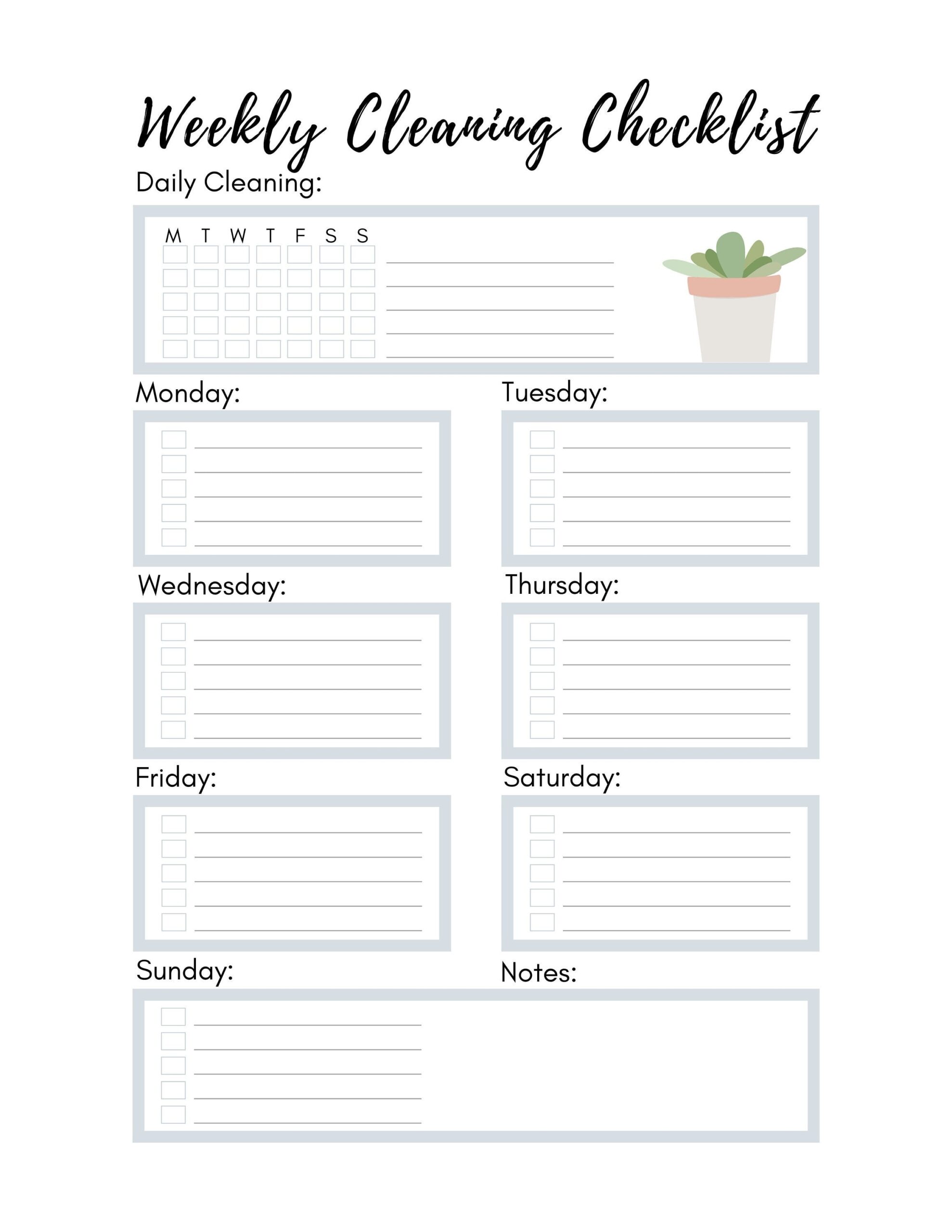 Fillable Cleaning Checklist Personalize At Home Fillable PDF 