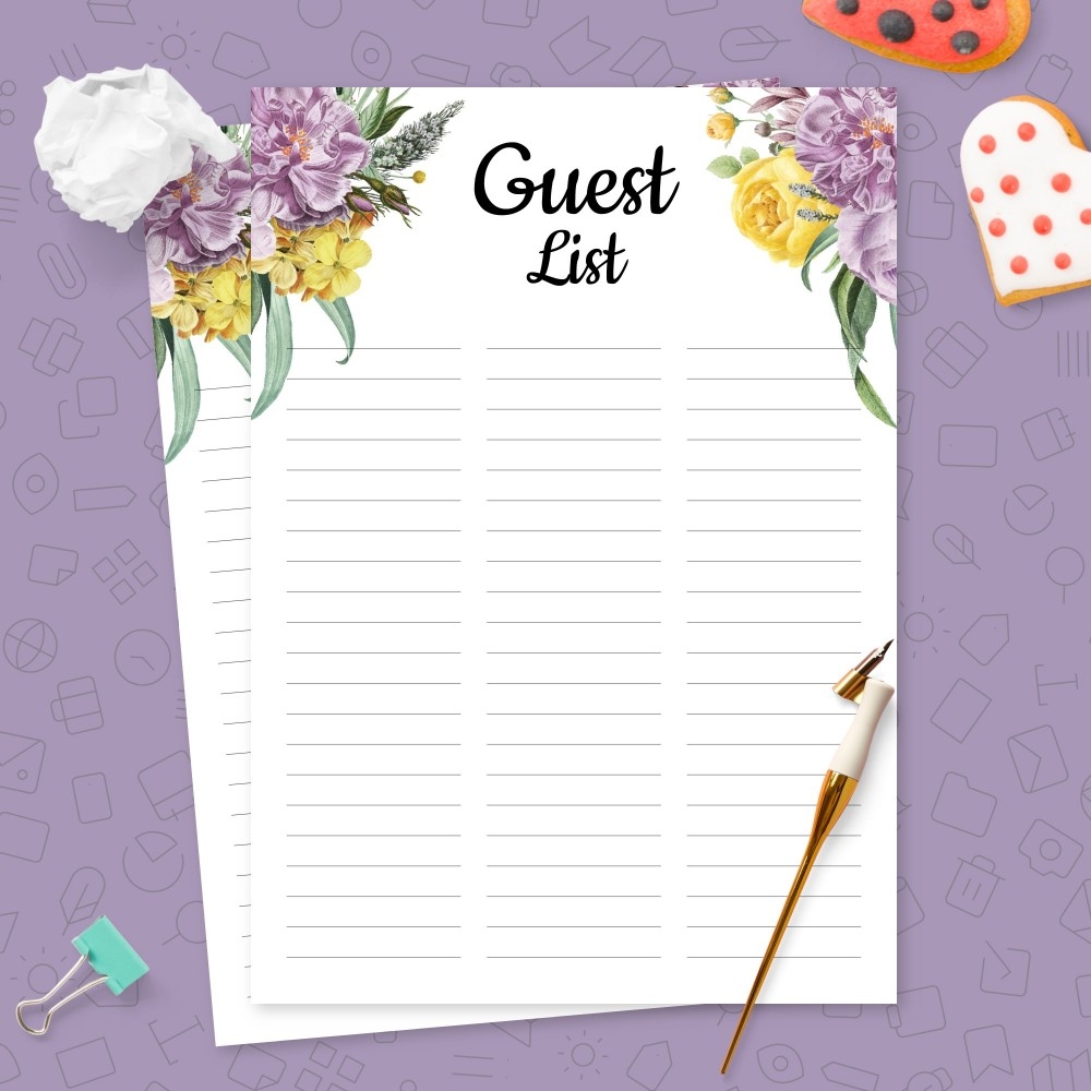 Wedding Guest List Template Pdf