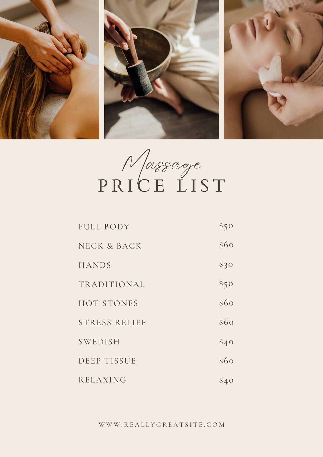 Massage Price List Template