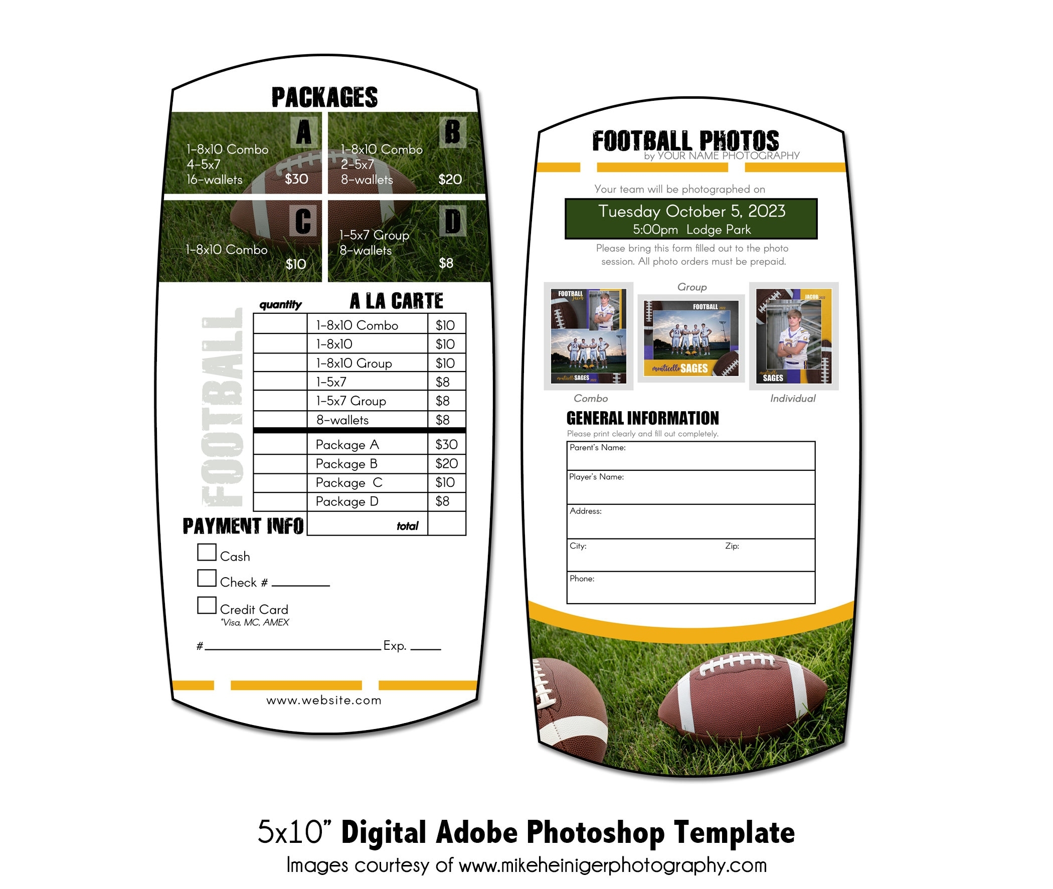Sports Photography Price List Template