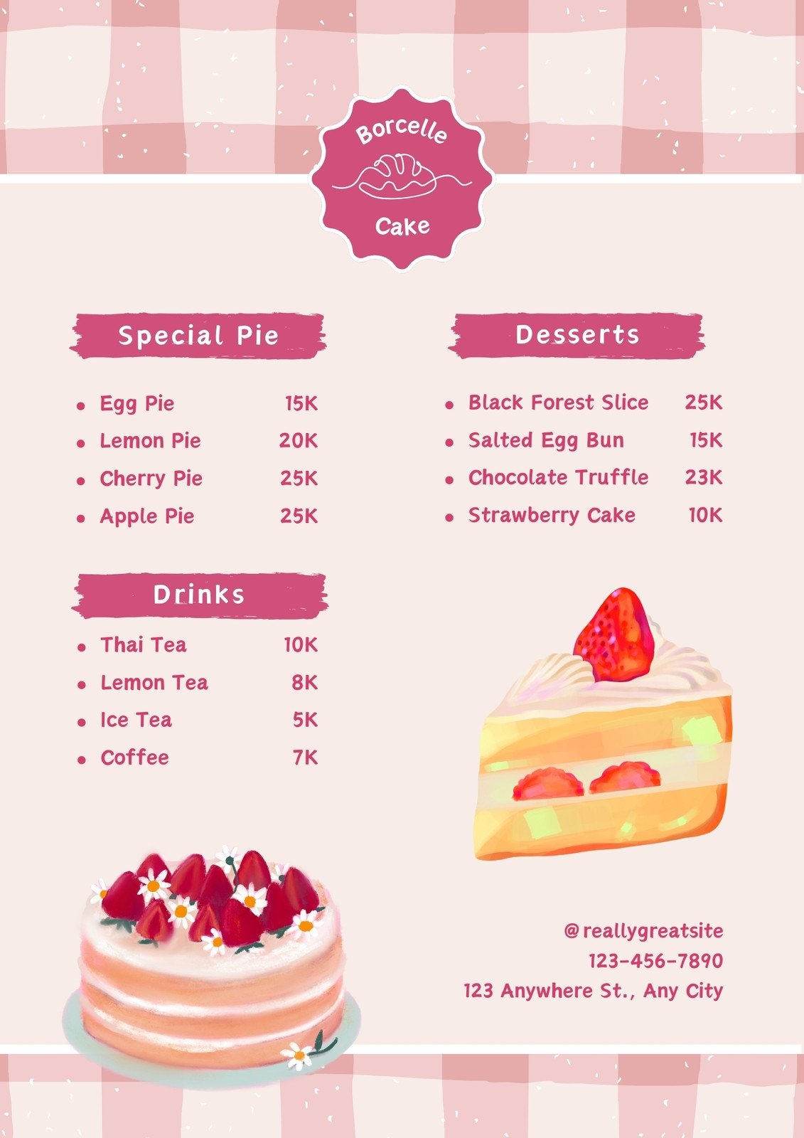 Bakery Price List Template