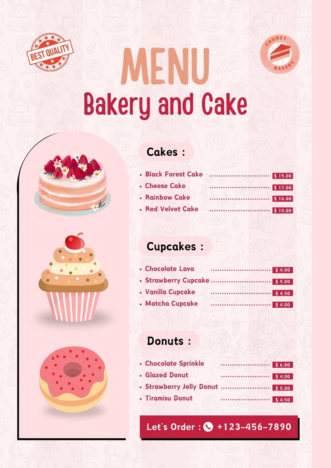 Bake Sale Price List Template
