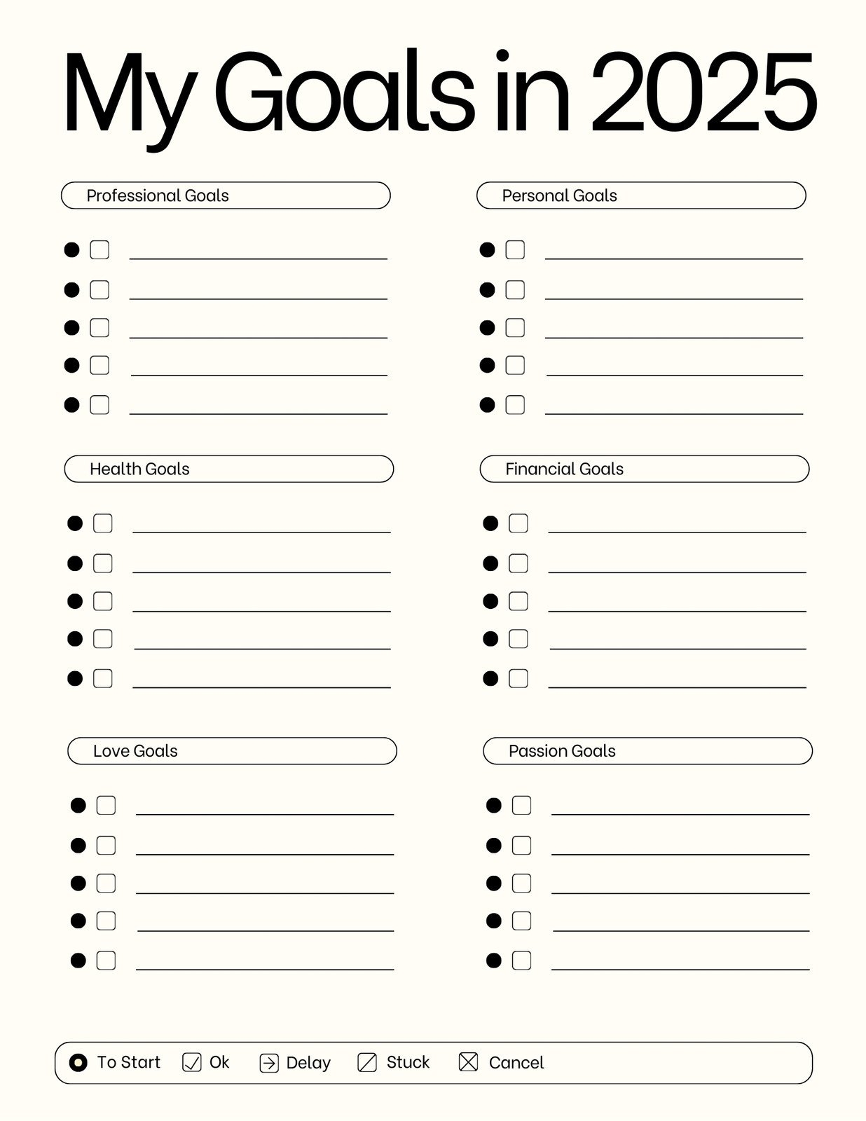 Goals List Template