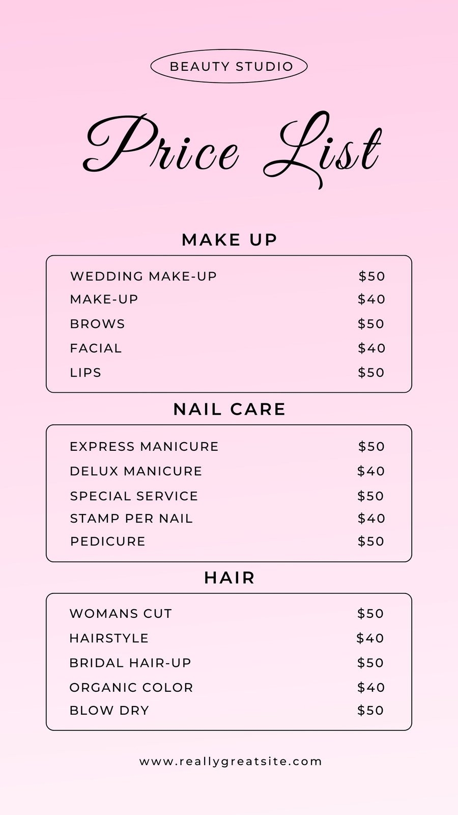 Price List Template Free Download