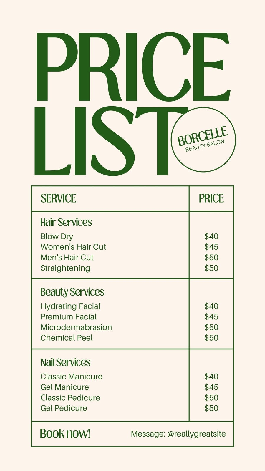 Free And Customizable Price List Templates