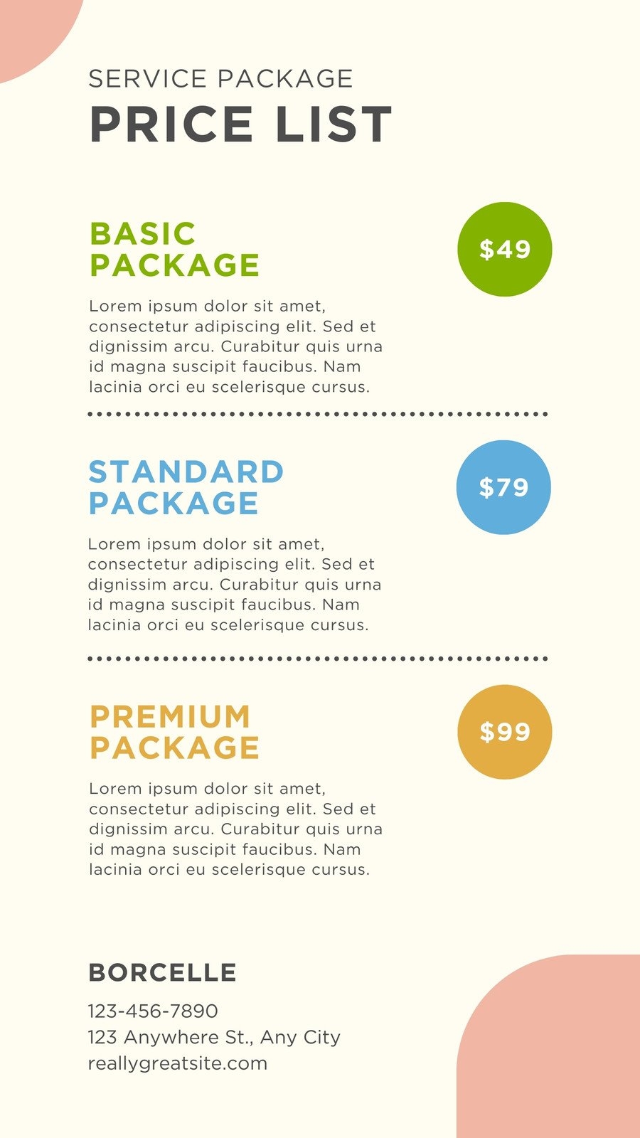 Free And Customizable Price List Templates